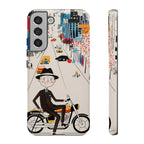Custodia per telefono Samsung Galaxy "Vintage Grandpa Rider Motorcycle" | Paesaggio urbano illustrato