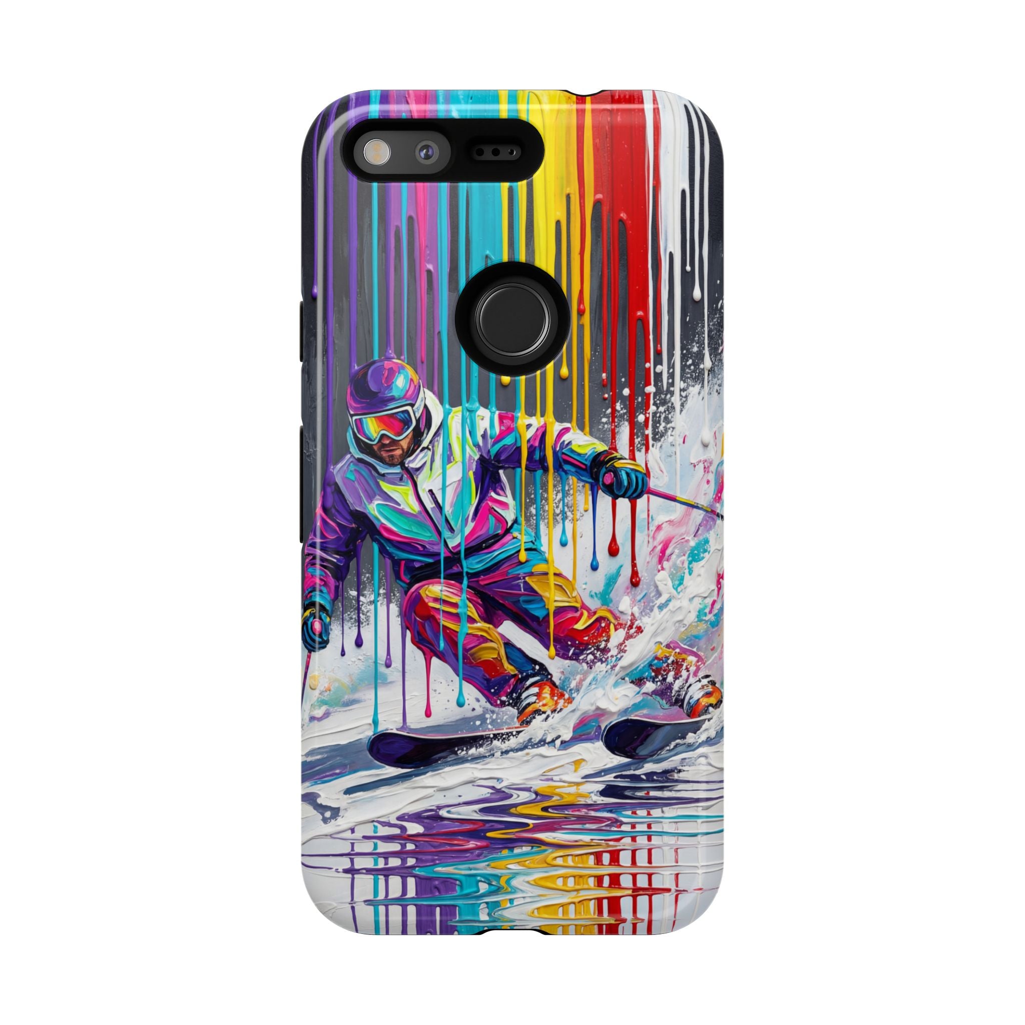 Colourful Skiing Drip Art Tough Google Pixel Phone Case