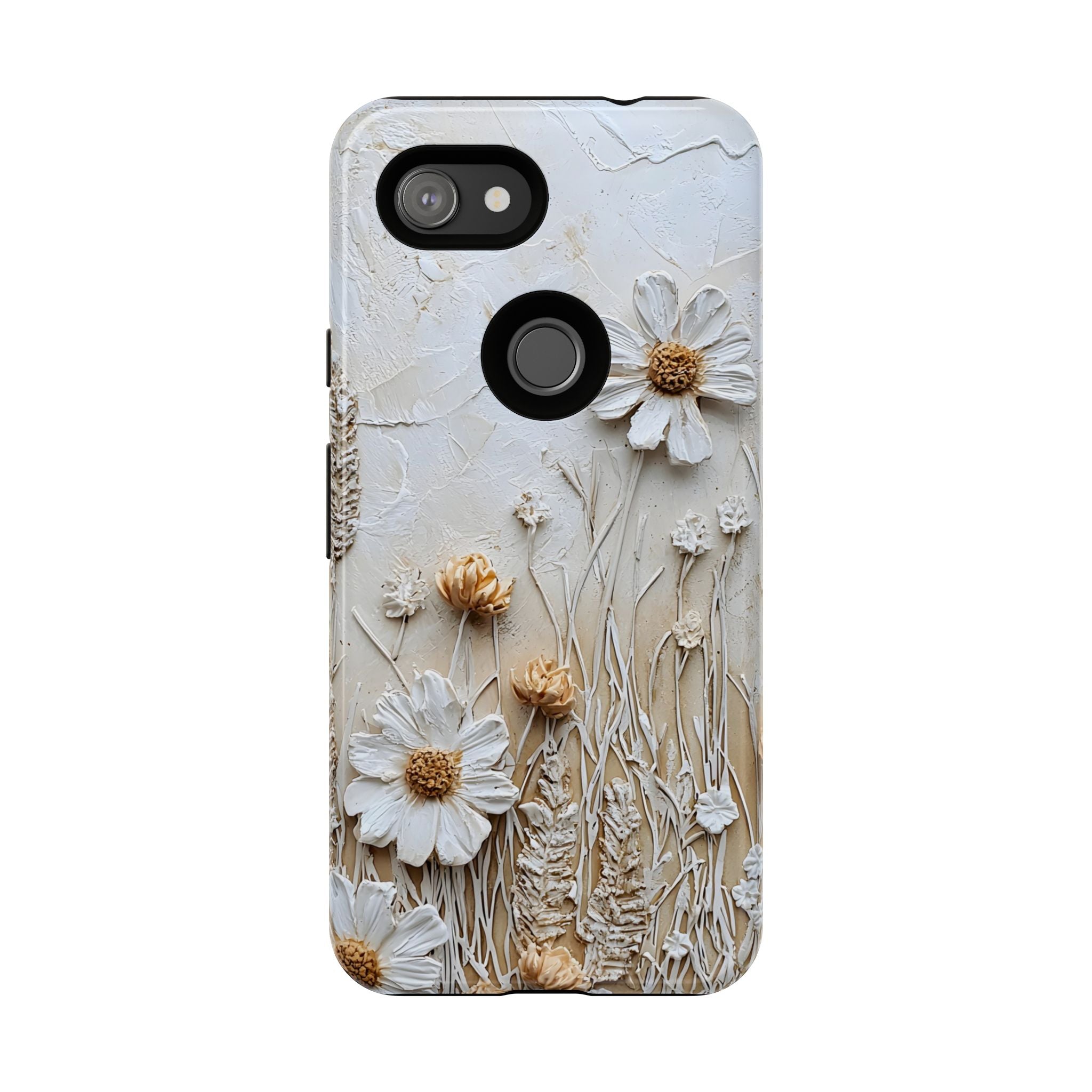 Textured Daisy Art Floral Relief Google Pixel Case