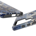 Blue Floral Wolf Tough Samsung Galaxy Phone Case | Moonlit Wolf Protective Cover