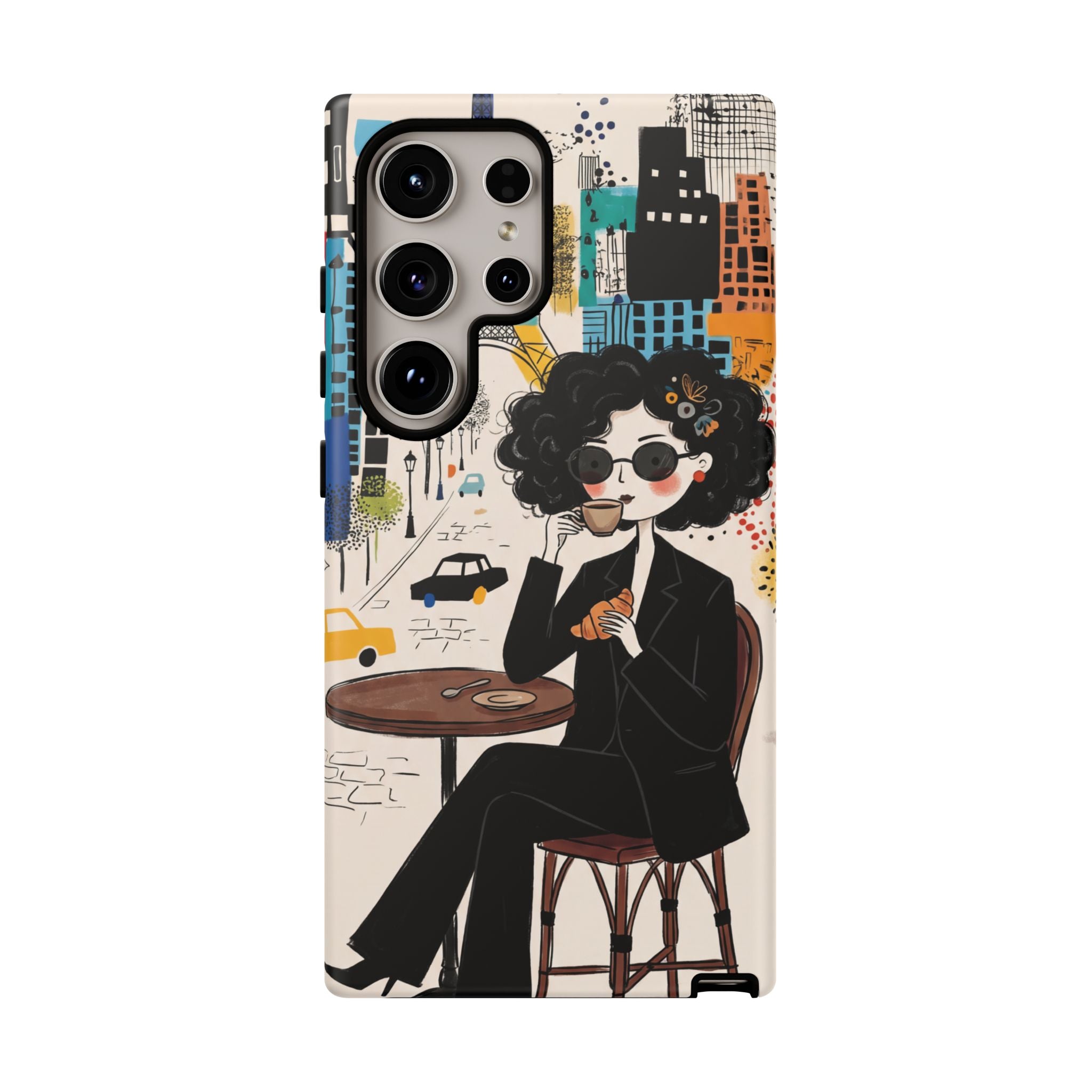 Paris Cafe Chic Samsung Galaxy Phone Case | Stylish Woman Illustration iPhone Cover