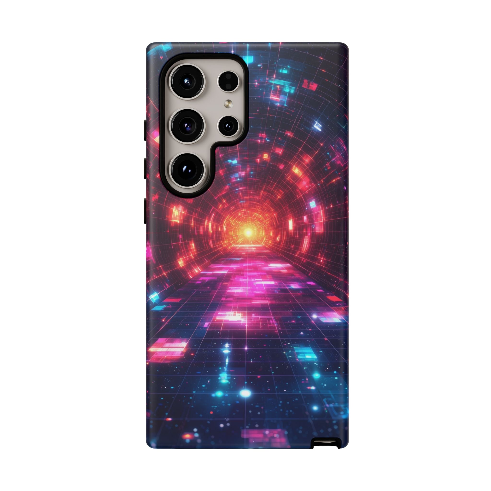 Neon Tunnel Tough Samsung Galaxy Case — Retro Futuristic Galaxy Design
