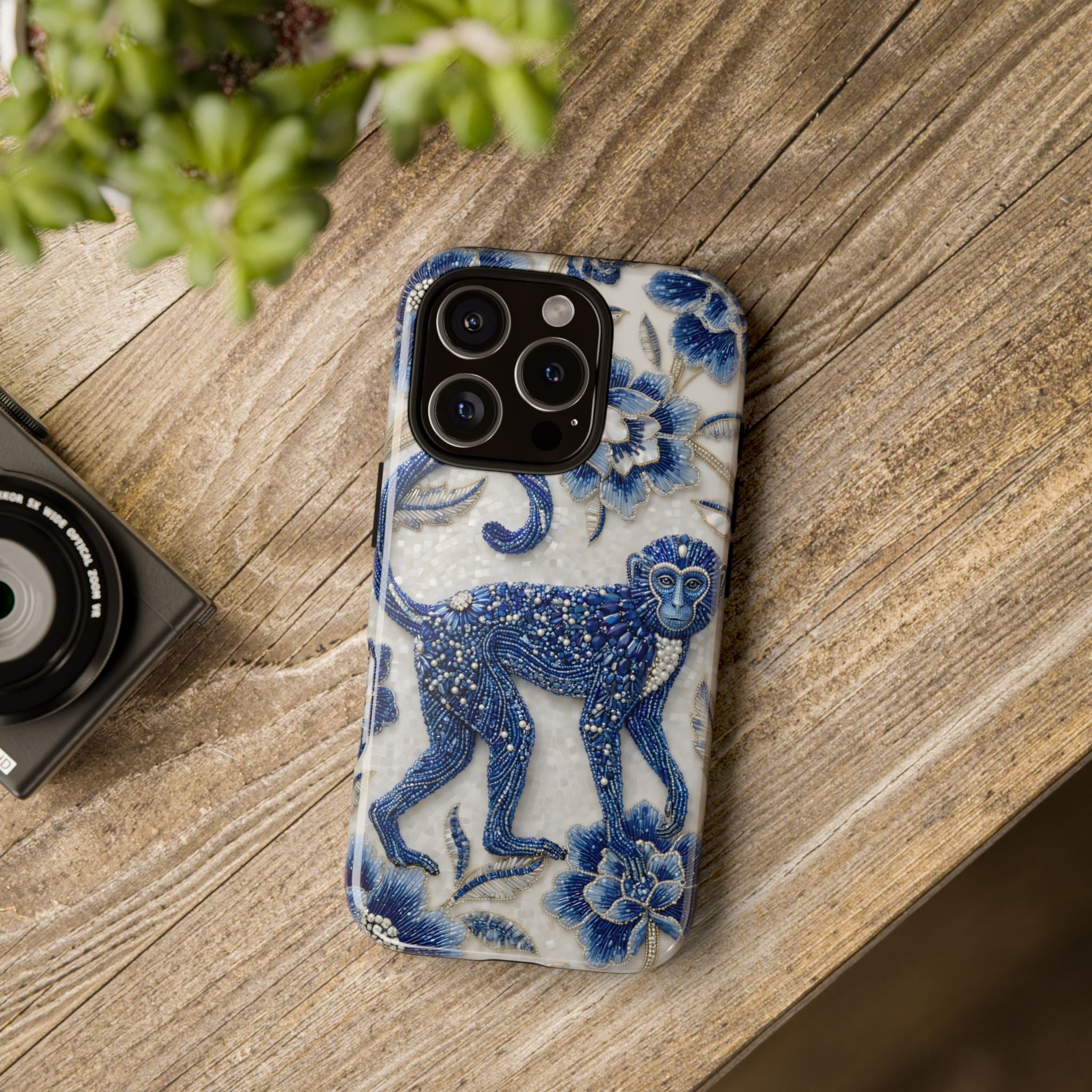 Asian Zodiac Monkey iPhone Case | Blue & White Porcelain Art Protective Case | Year of the Monkey Gift