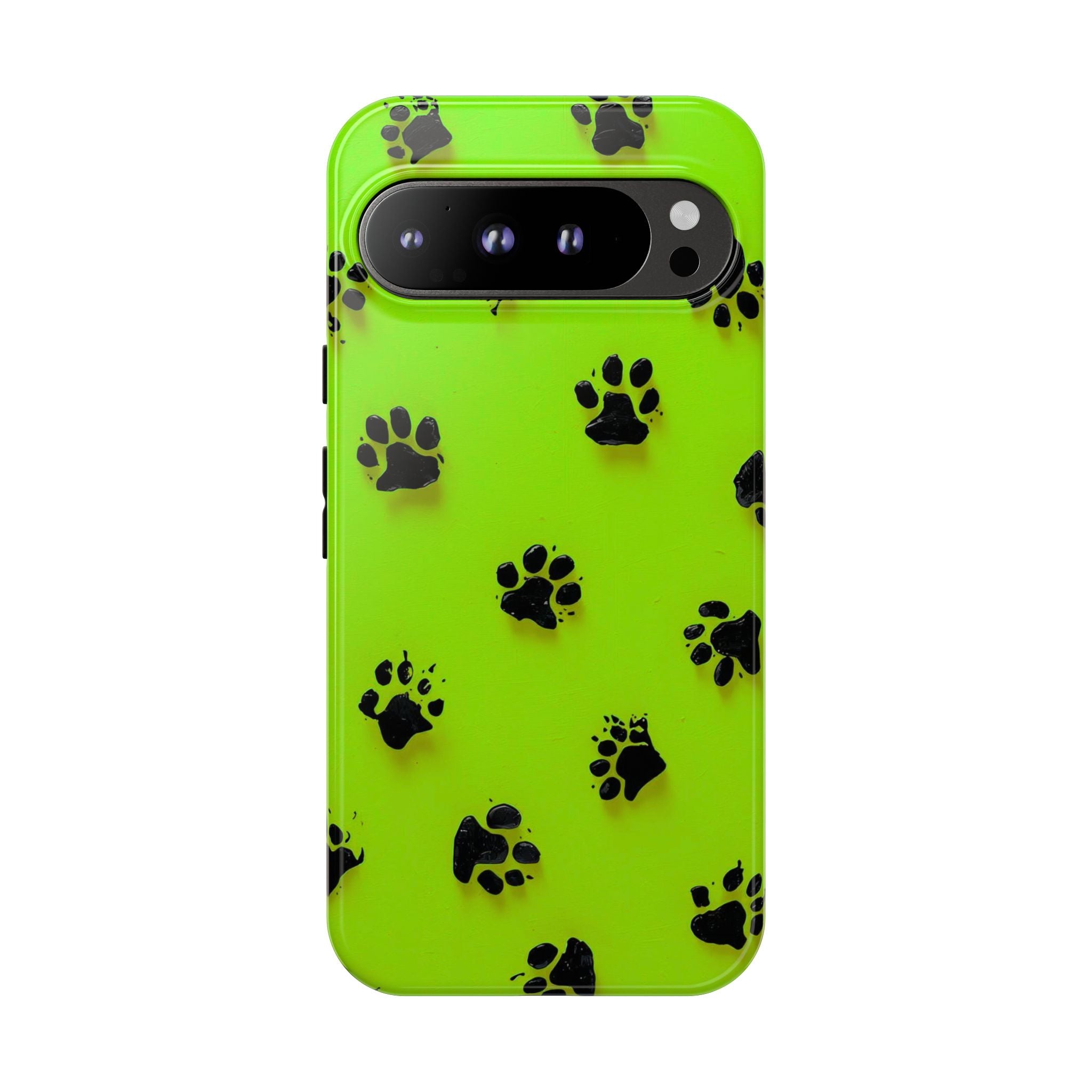 Neon Paw Print Tough Google Pixel Case — Shockproof Pet Lover iPhone Cover