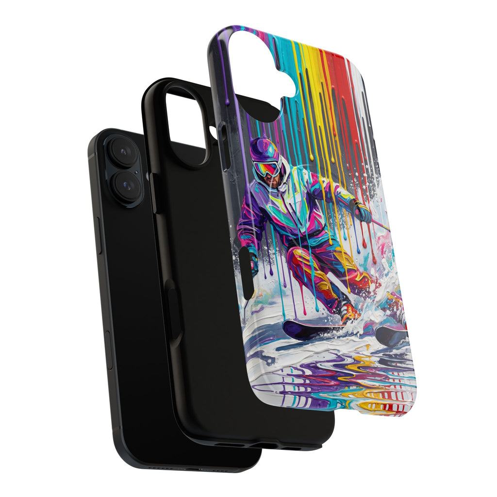 Colourful Skiing Drip Art Tough MagSafe iPhone Case