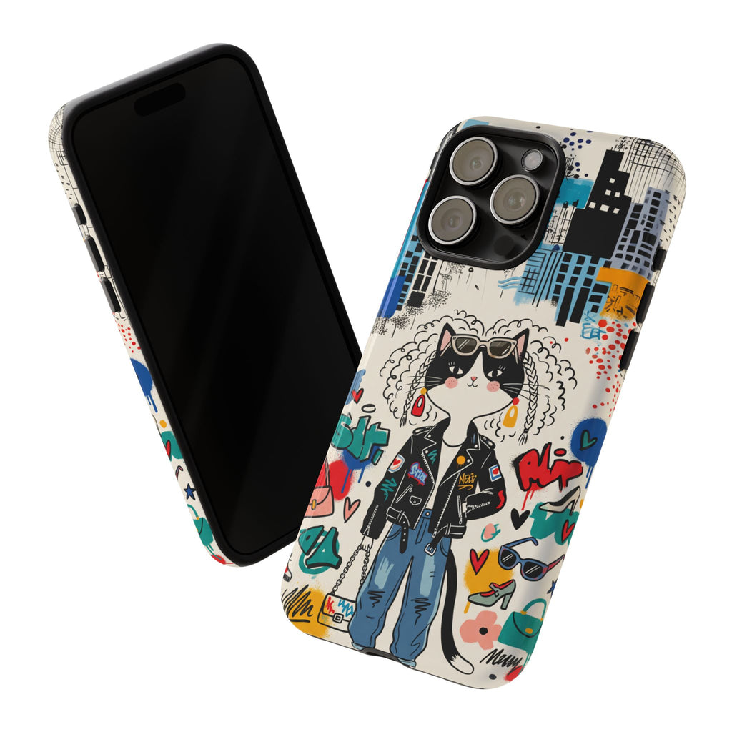 Punk City Cat Graffiti Design iPhone Case