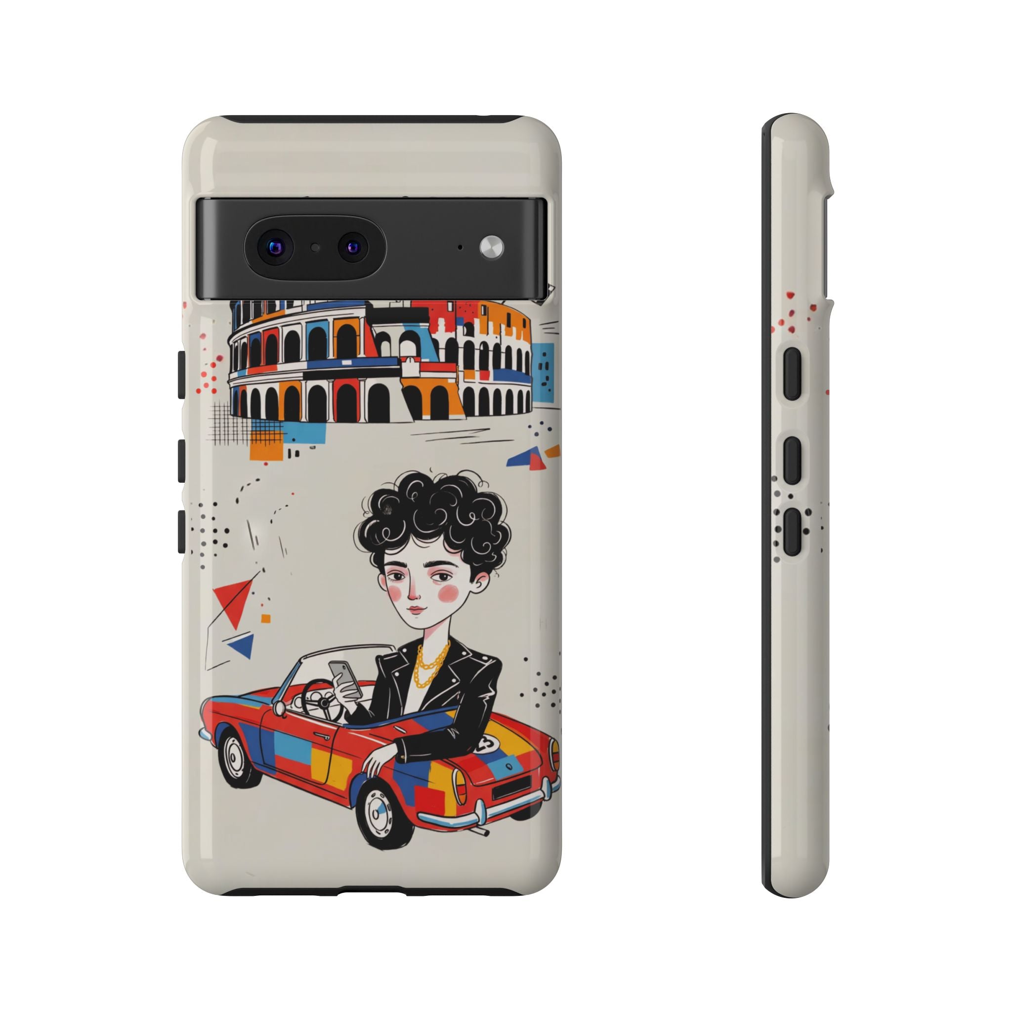 Retro Mille Miglia Car Illustration with Driver Google Pixel Phone Case