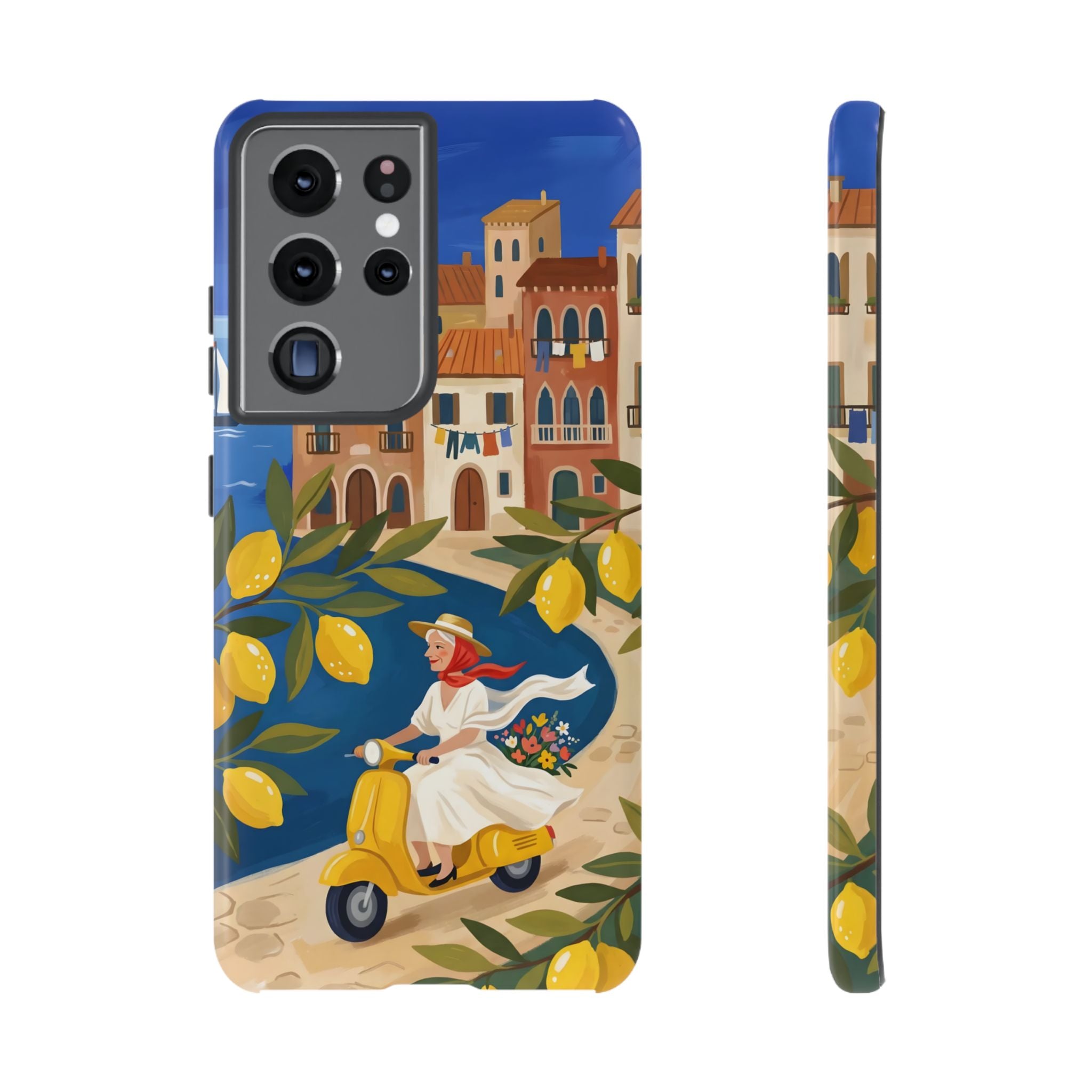Lemon Coast Scooter Samsung Galaxy Phone Case | Mediterranean Vespa Travel Designn