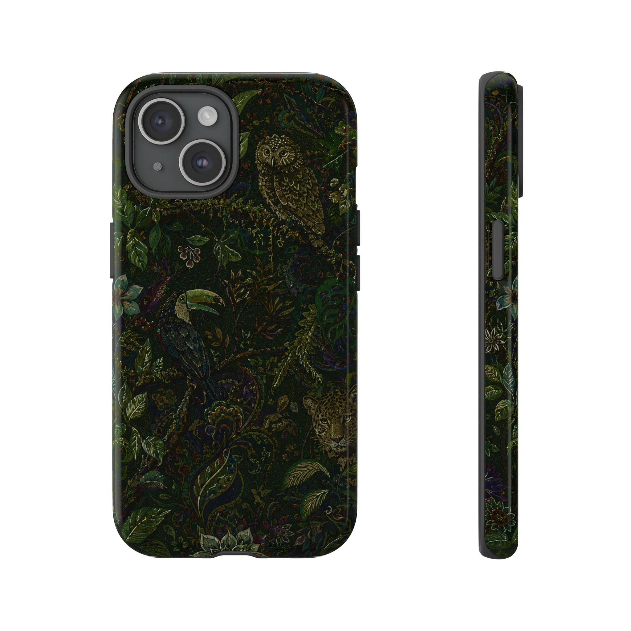 Dark Botanical Tough iPhone Case | Moody Forest Owl Cover