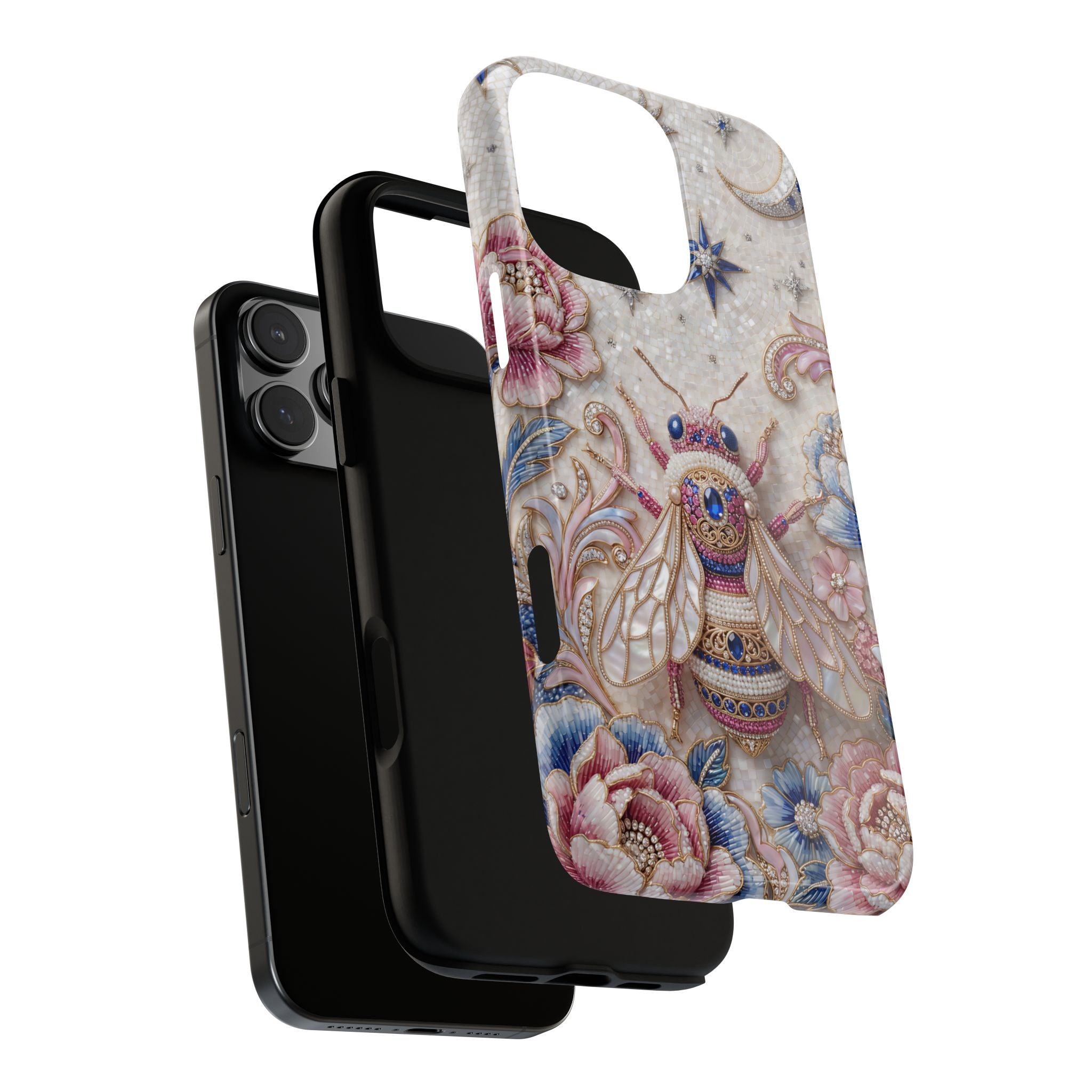 Floral Bee Moon Tough iPhone Case | Protective Artistic iPhone Cover