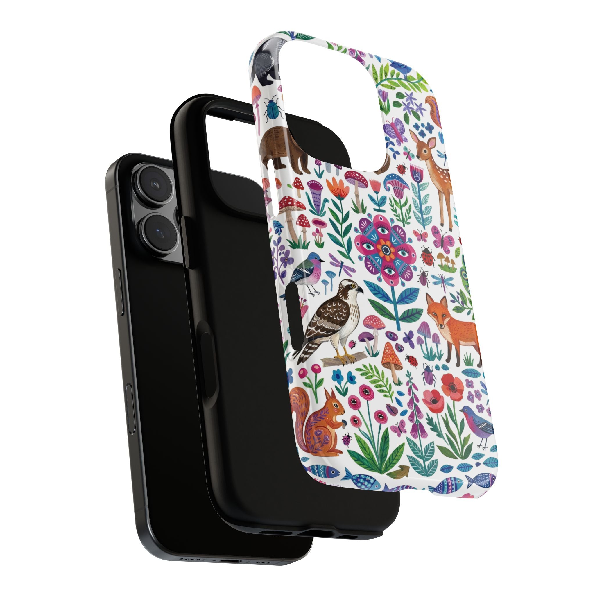 Wild Garden iPhone Case | Cute Forest Animals Floral Pattern Tough Case