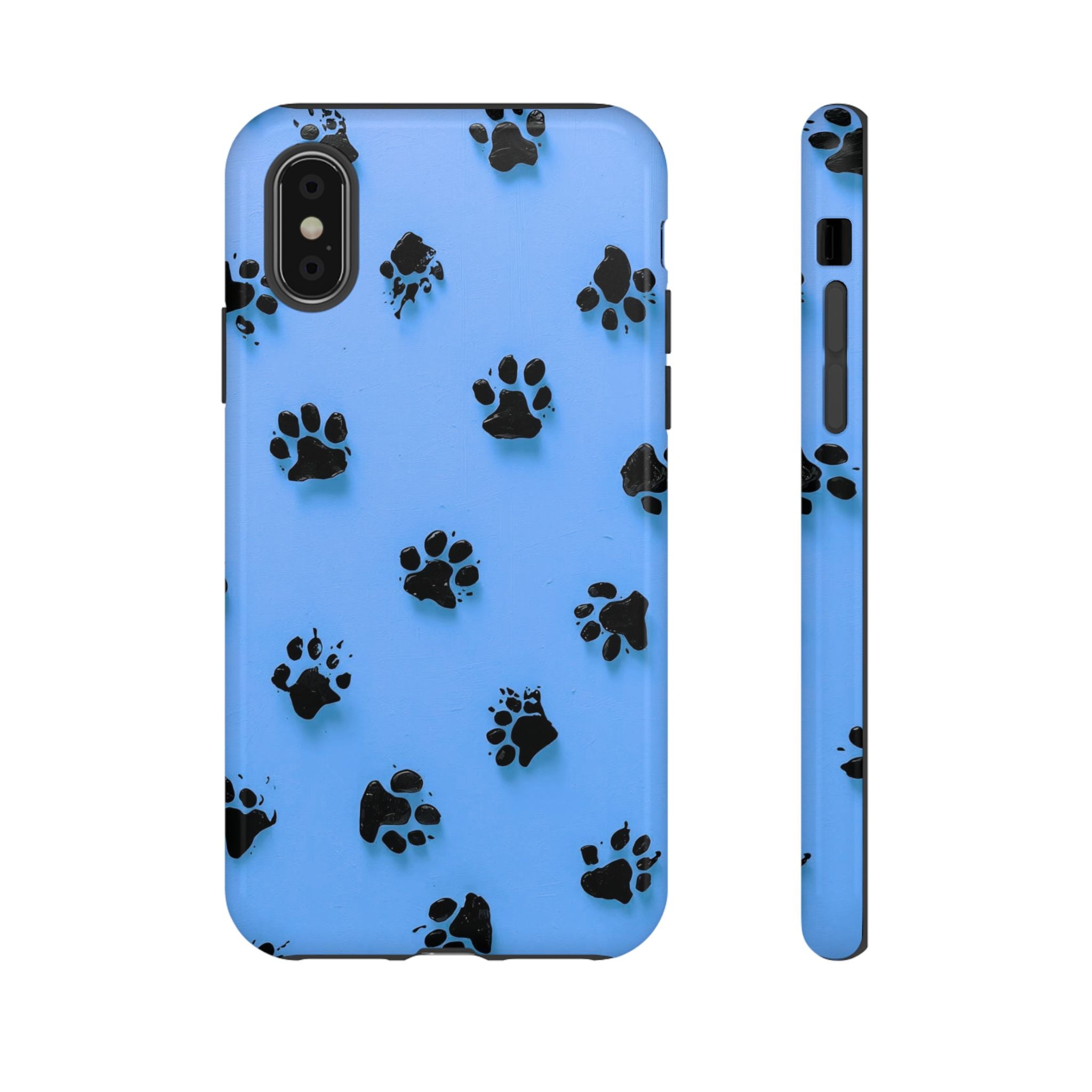 Blue Paw Print Tough iPhone Case — Protective Dog & Cat Lover Cover