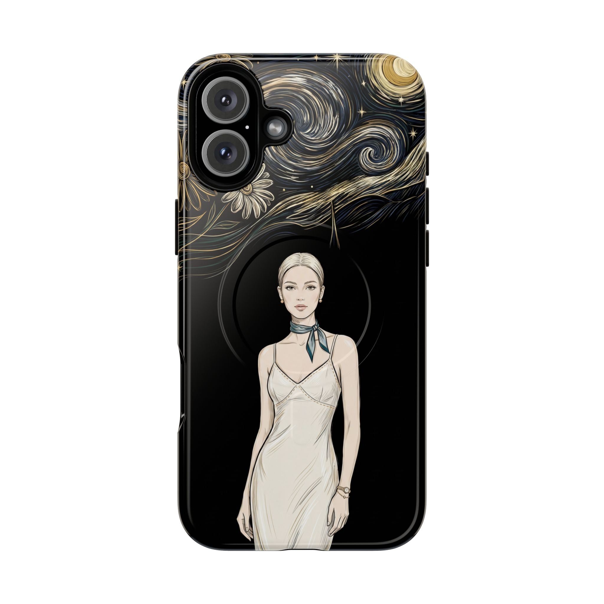 Starry Night Fashion MagSafe iPhone Case | Elegant Woman Illustration