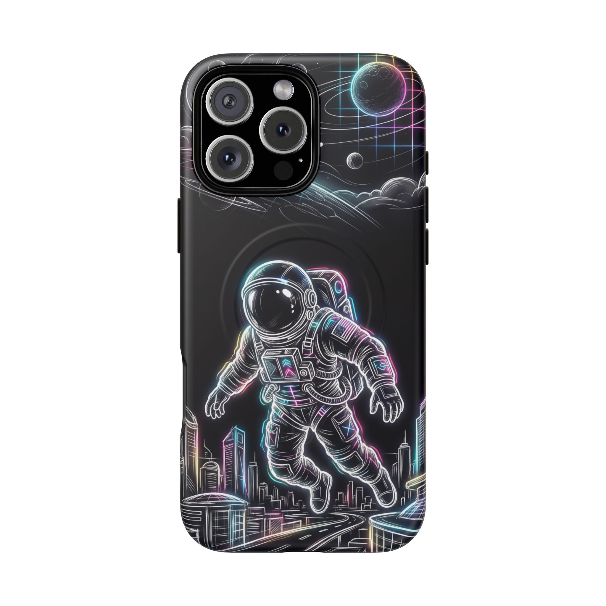 Space Explorer Astronaut NeonMagSafe iPhone Case