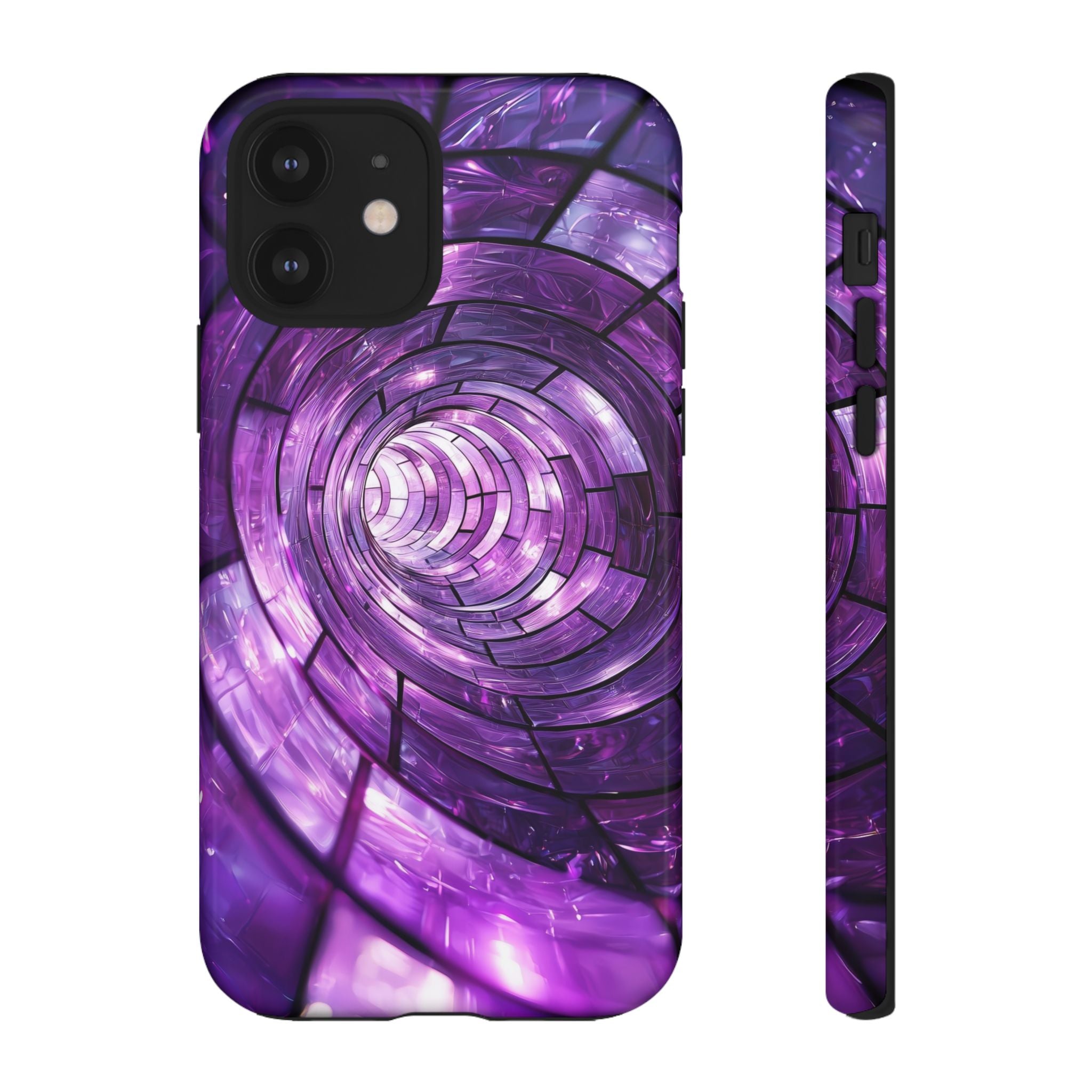 Purple Vortex Tough iPhone Case — Abstract Spiral Protective Cover
