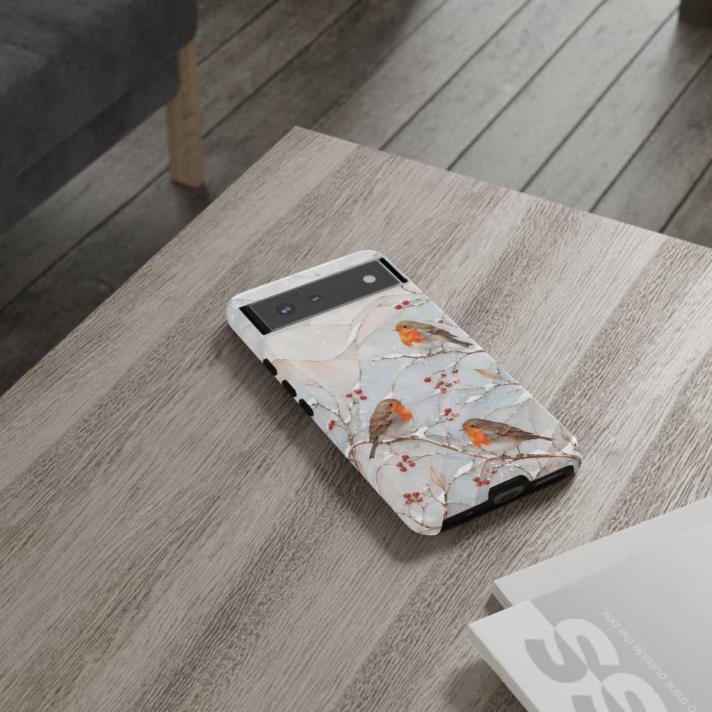 Robin Bird Google Pixel Phone Case | Winter Berries Phone Case