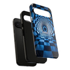 Blue Checkered Tunnel Google Pixel Case — 3D Optical Illusion Tough Case