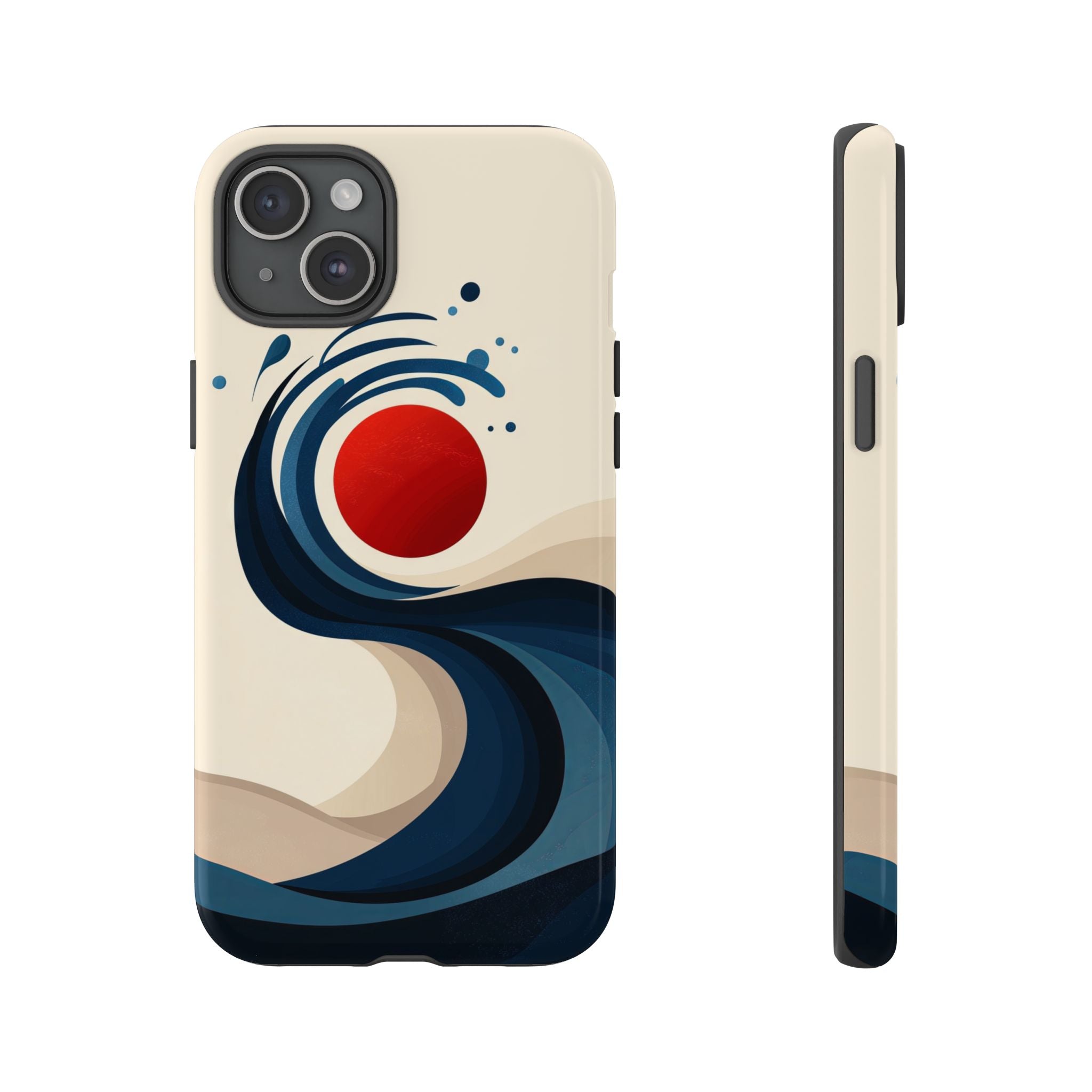 Abstract Wave iPhone Case | Red Sun Ocean Art