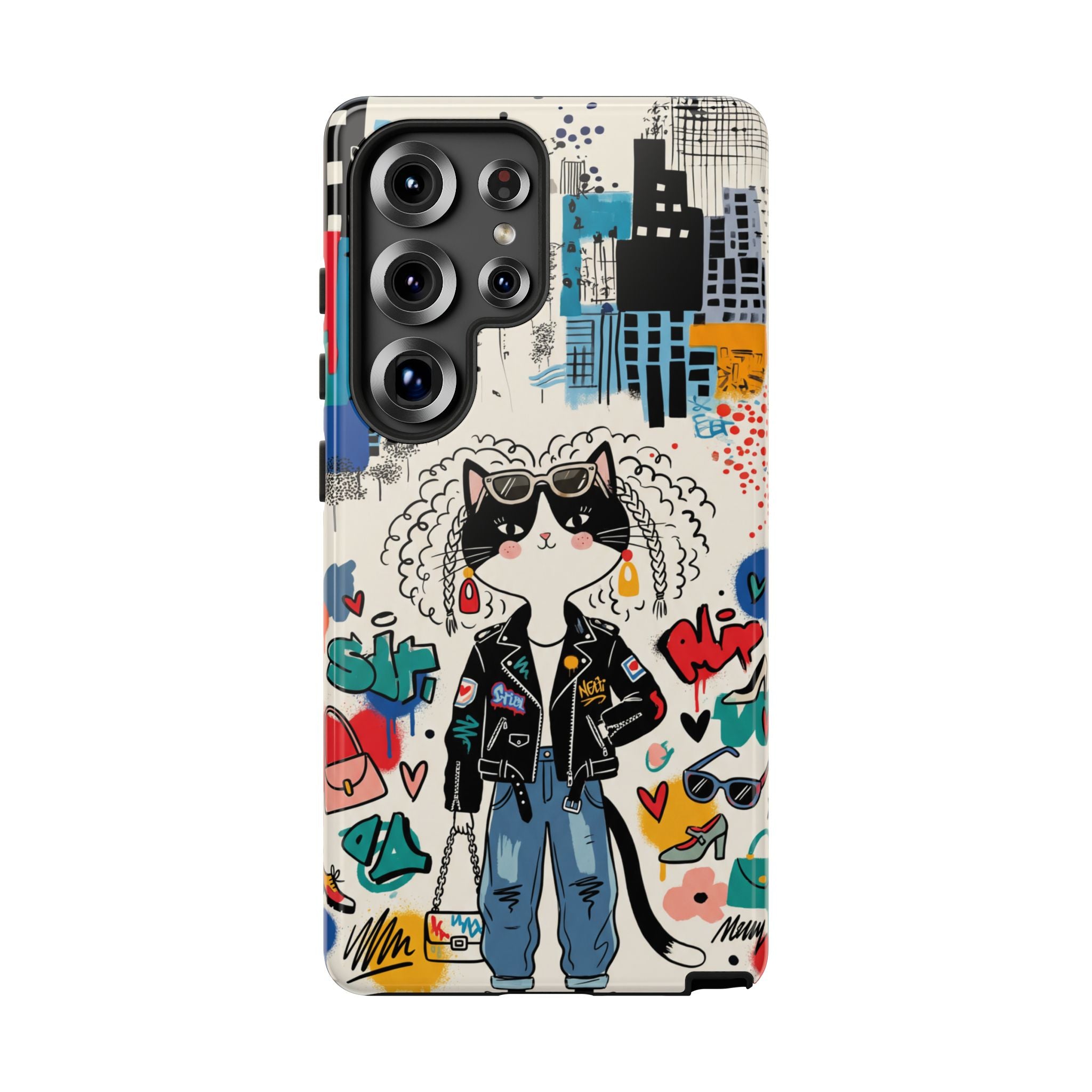 Punk City Cat Graffiti Design Samsung Galaxy Phone Case