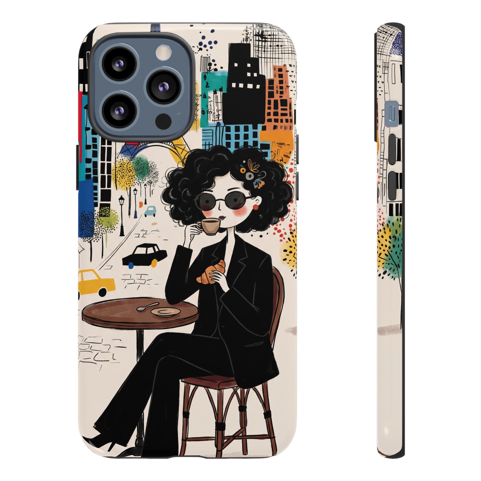 Paris Cafe Chic iPhone Case | Stylish Woman Illustration iPhone Cover