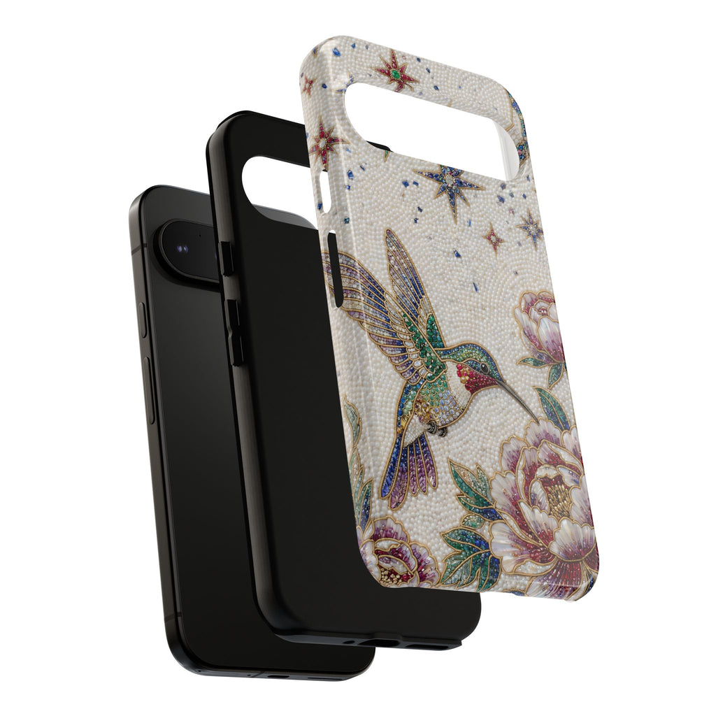 Custodia protettiva per Google Pixel con colibrì floreale | Cover protettiva con accento a stella vintage