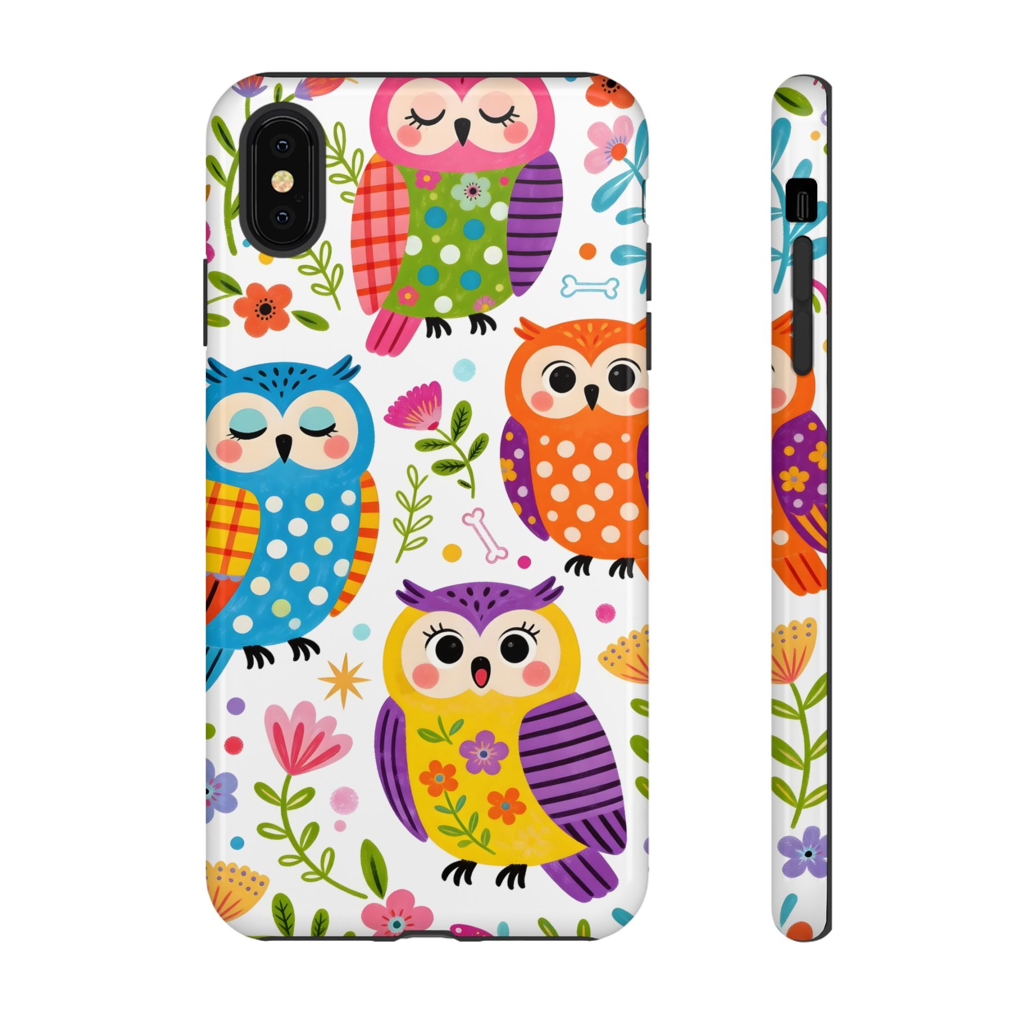 Cute Colorful Owls iPhone Case | Cute Owl Pattern Tough Case