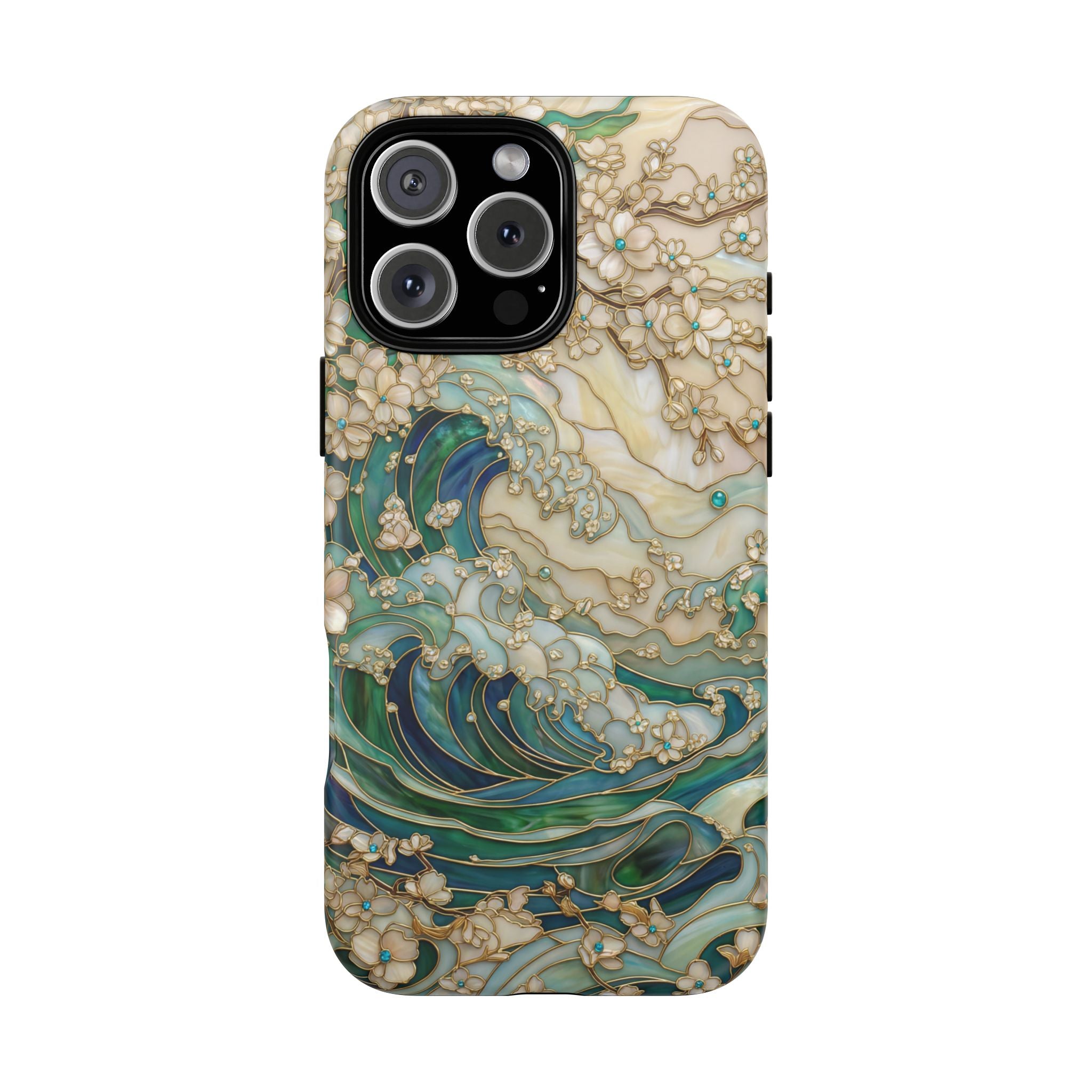 Custodia MagSafe per iPhone Ocean Wave — Custodia resistente con design artistico color acquamarina