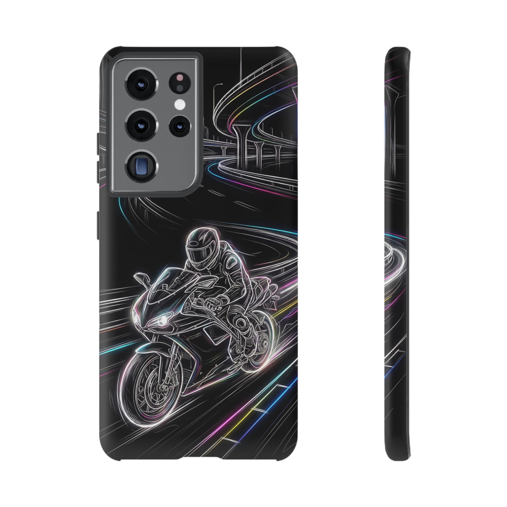 Neon Night Rider Samsung Galaxy Phone Case | Motorcycle Racing Protective Cover