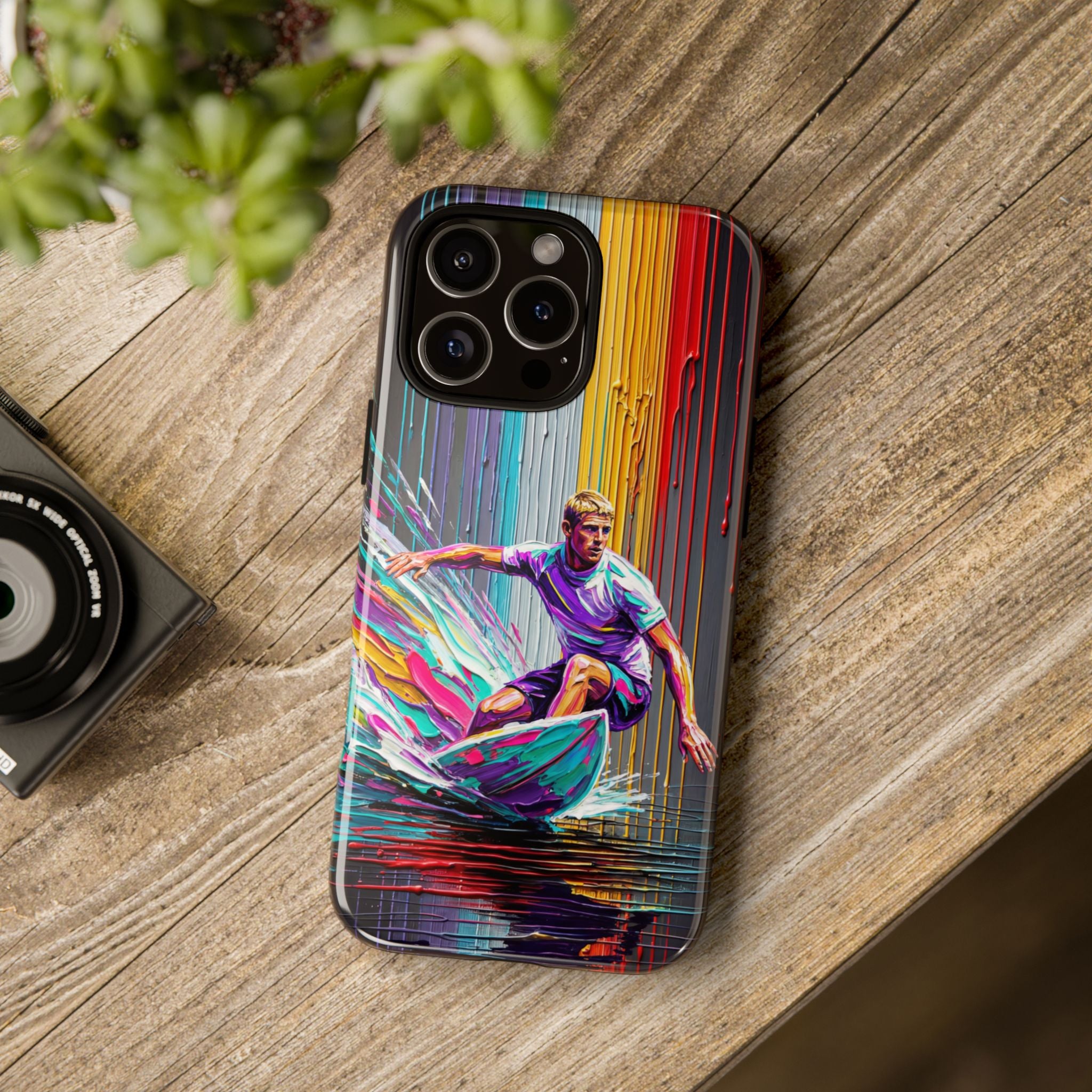 Surfing Art iPhone Case | Colourful Wave Surfer Protective Cover