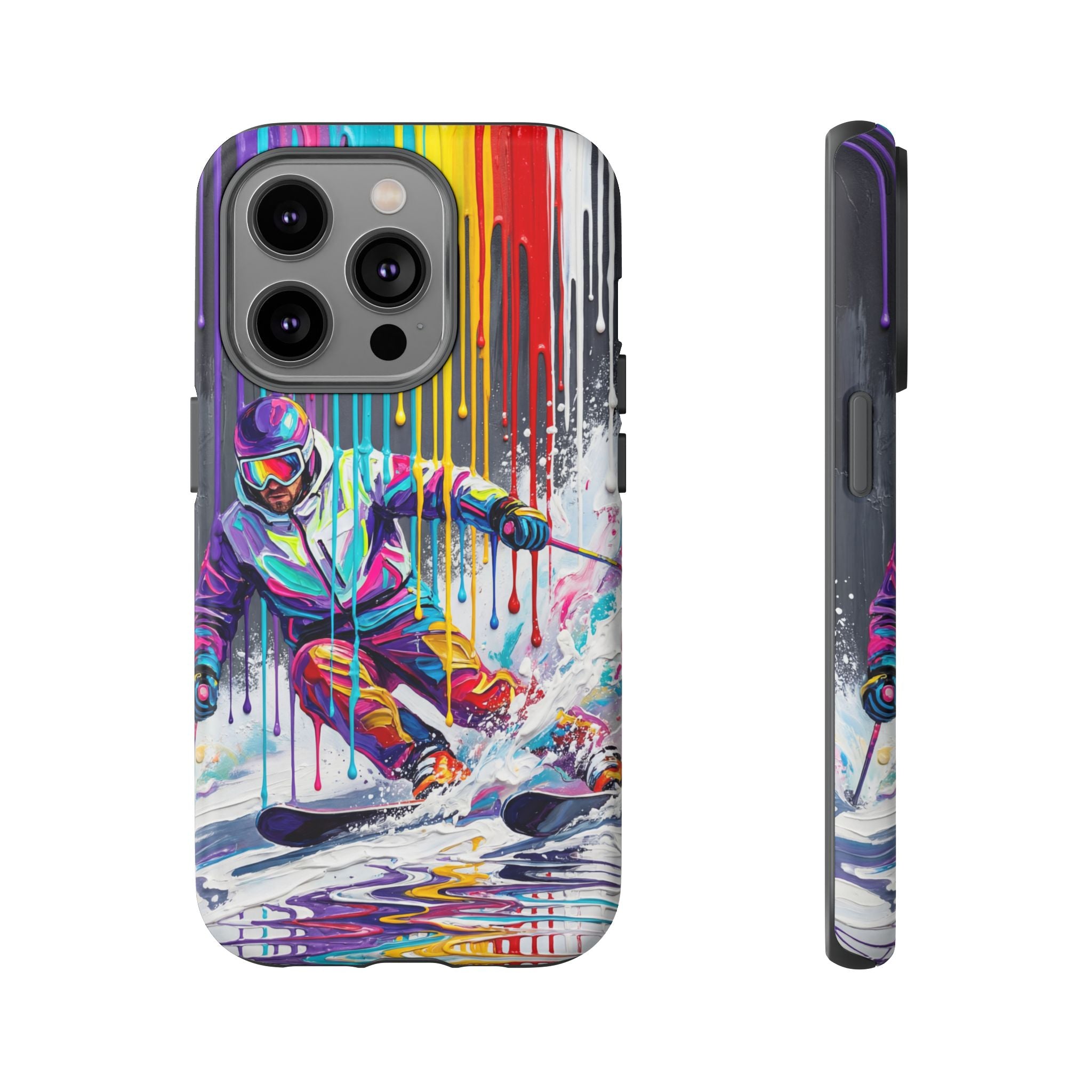 Colourful Skiing Drip Art Tough iPhone Case