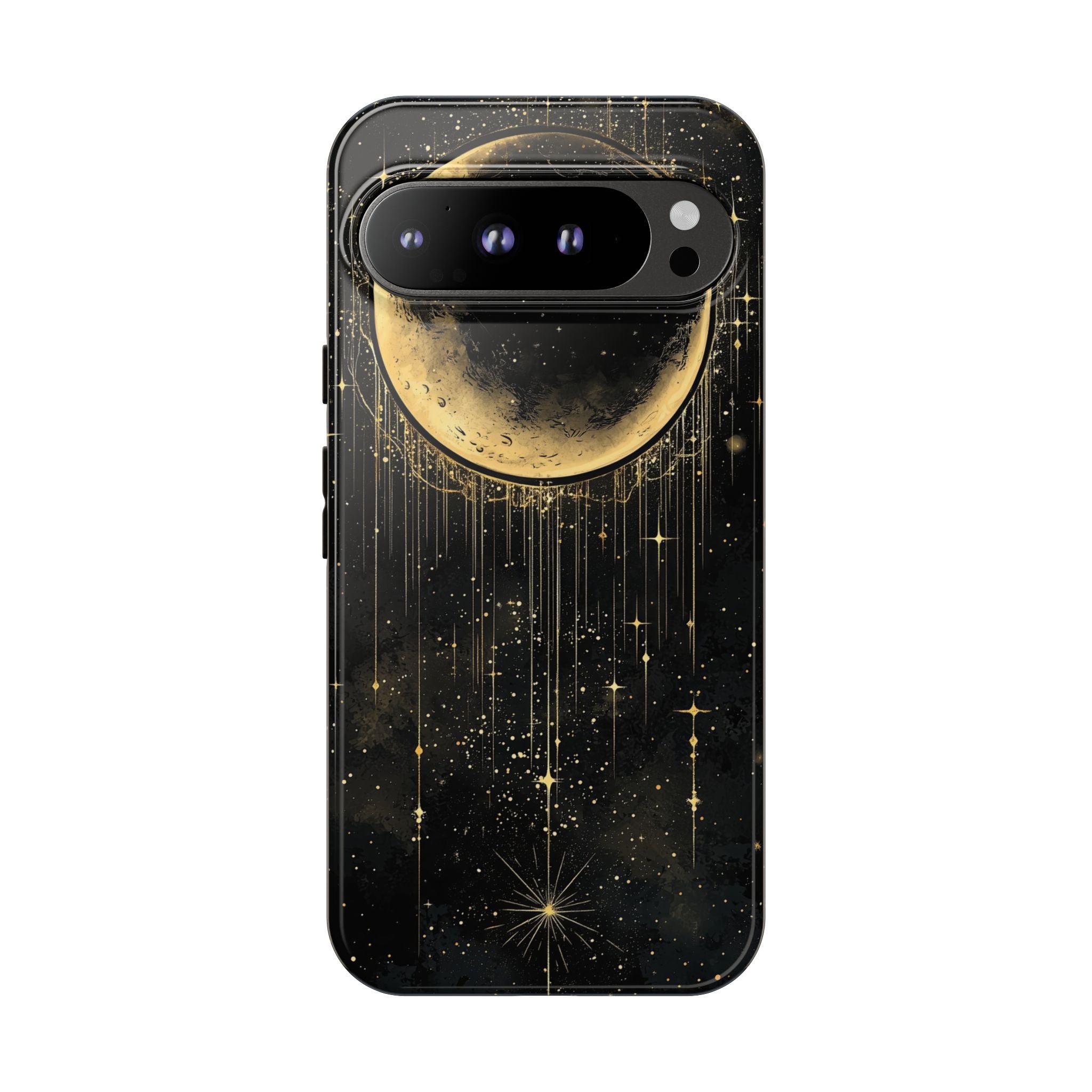 Moonlit Crescent Tough Google Pixel Case | Gold Stars Night Sky