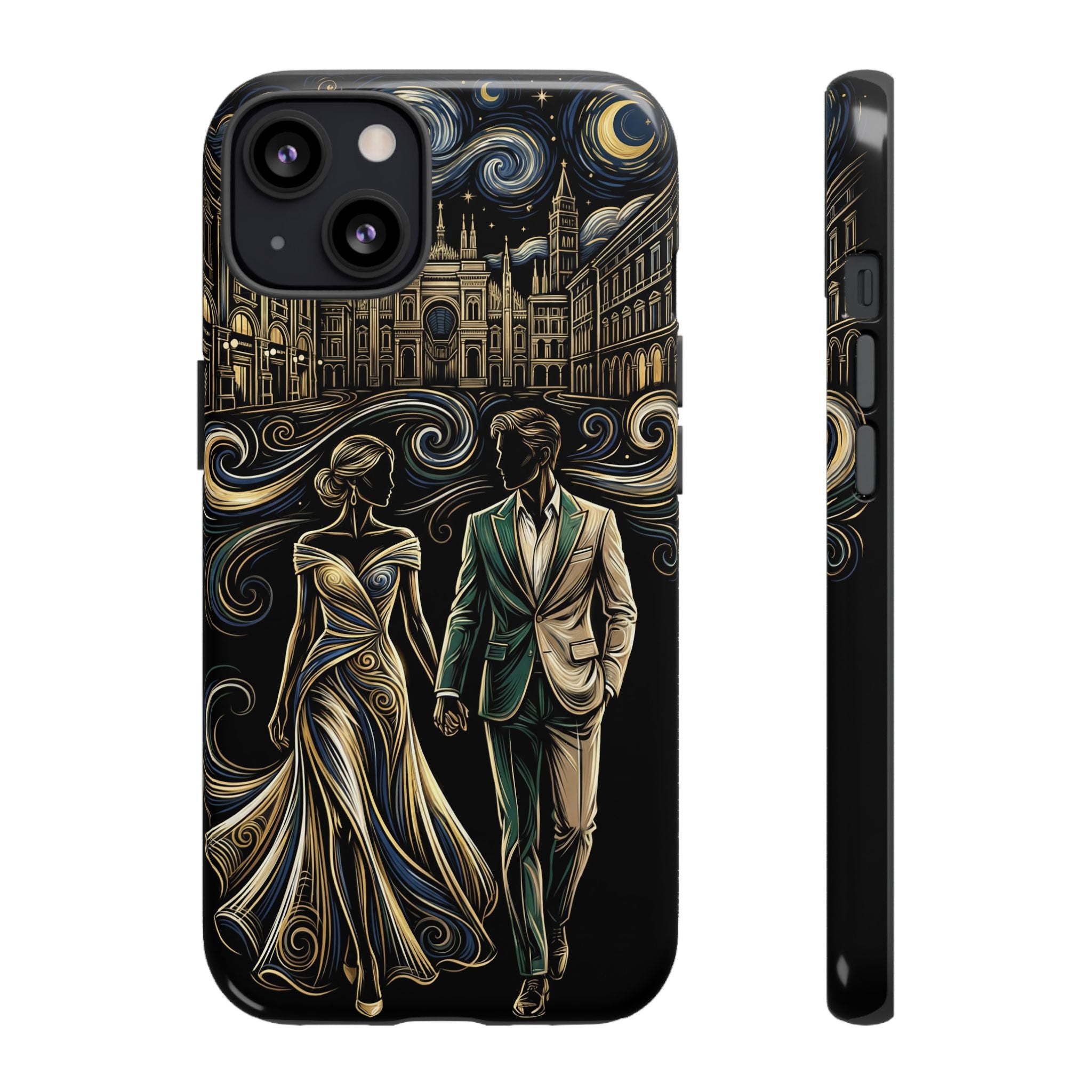 Romantic Night Walk iPhone Case | Elegant Couple Art