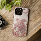 Cover protettiva per iPhone a conchiglia di tartaruga marina rosa