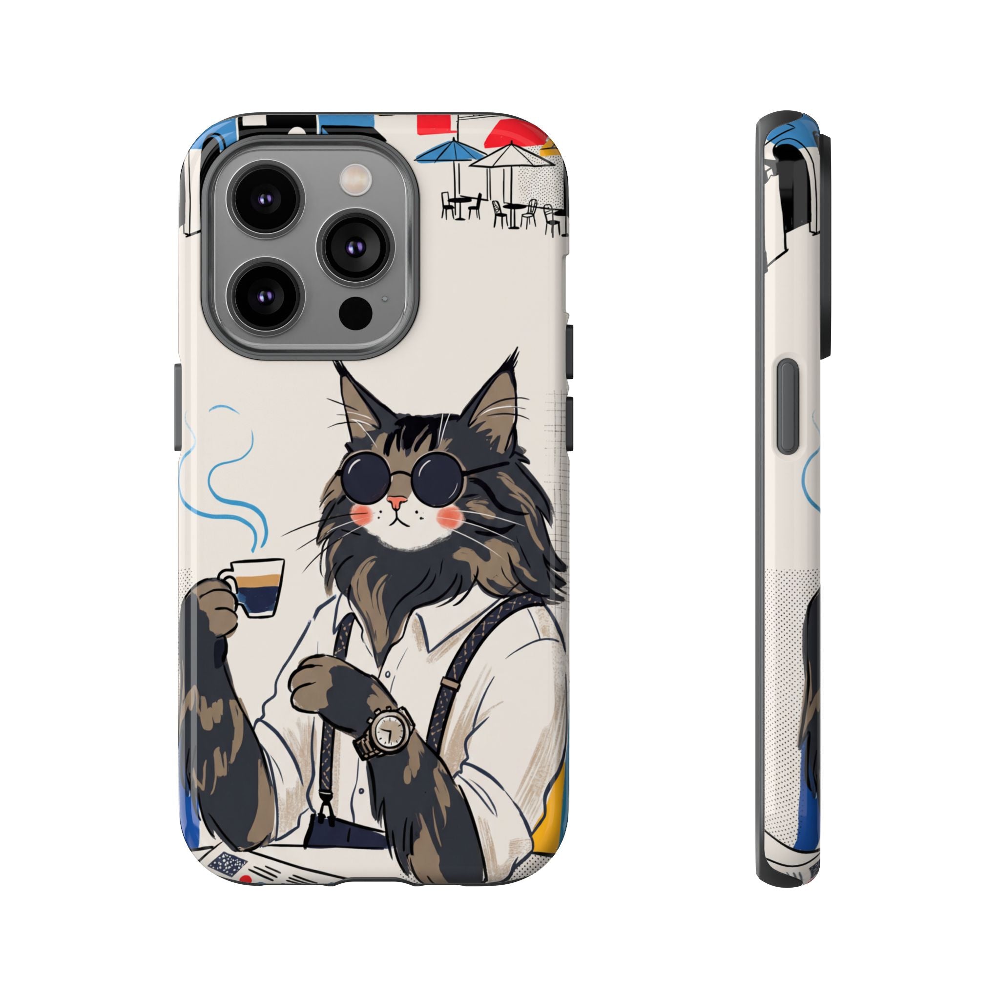 Cat Barista iPhone Case | Cool Cat in Sunglasses Coffee Shop Design
