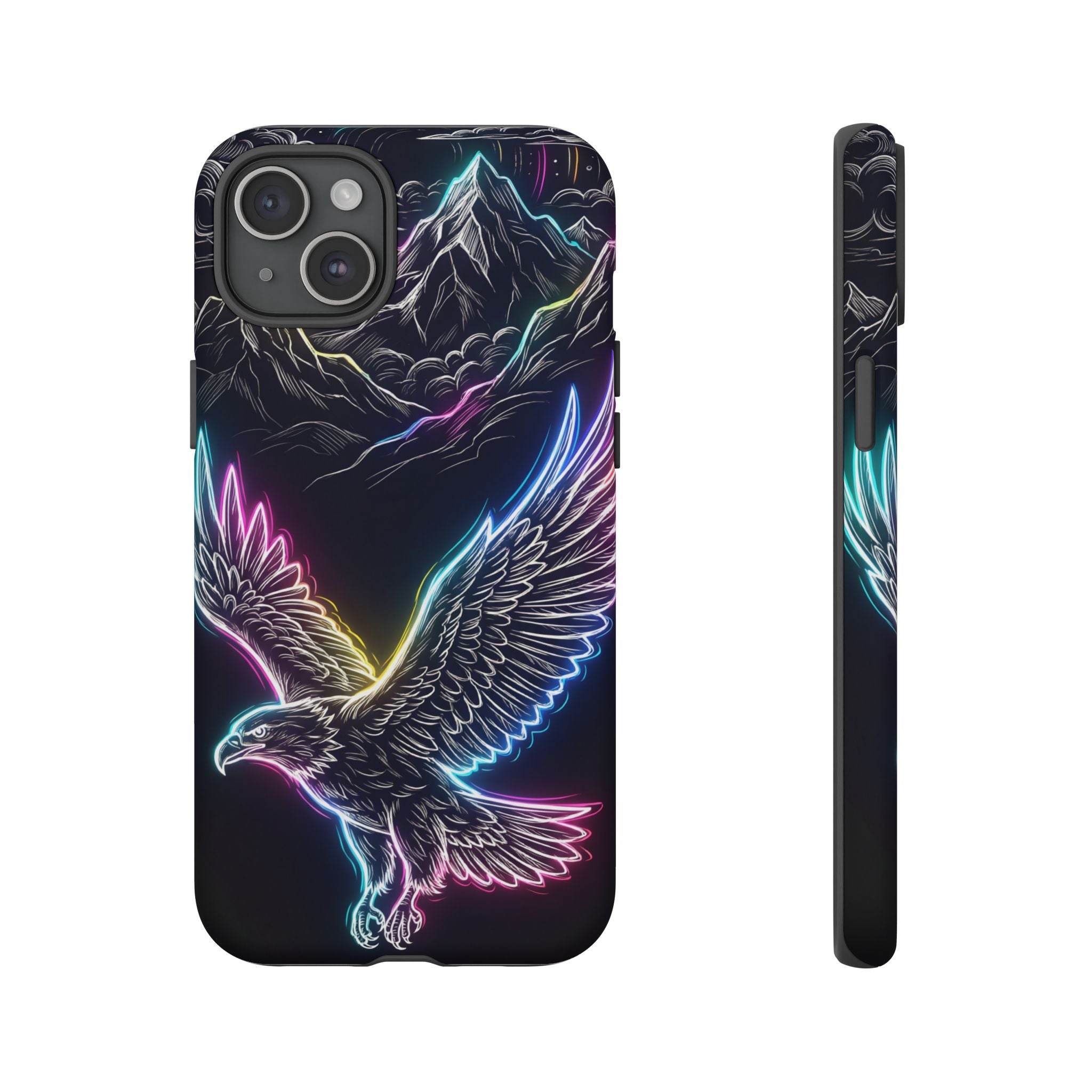 Neon Eagle iPhone Case with Mountain Design