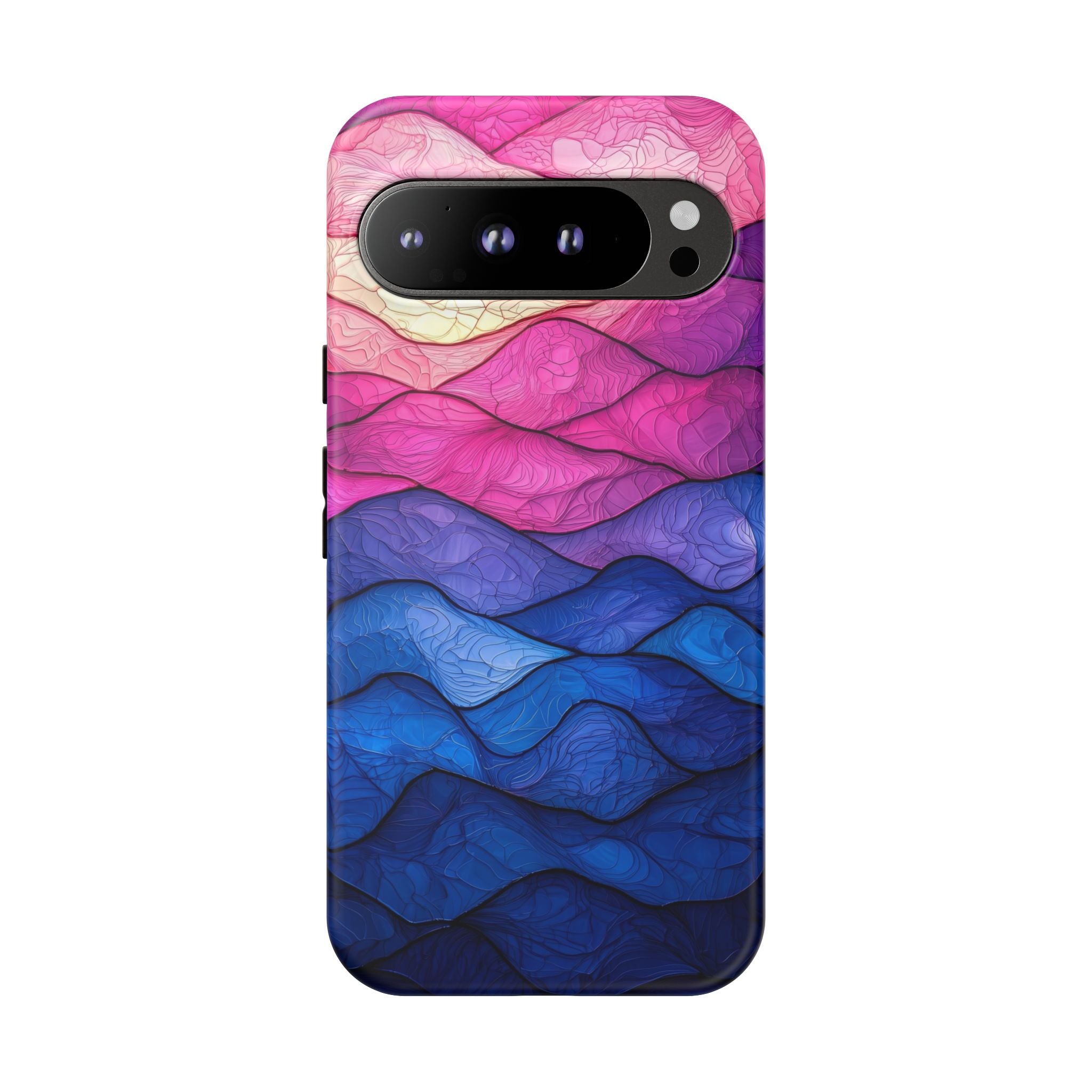 Abstract Ocean Waves Google Pixel Case — Pink & Blue Gradient Tough Case