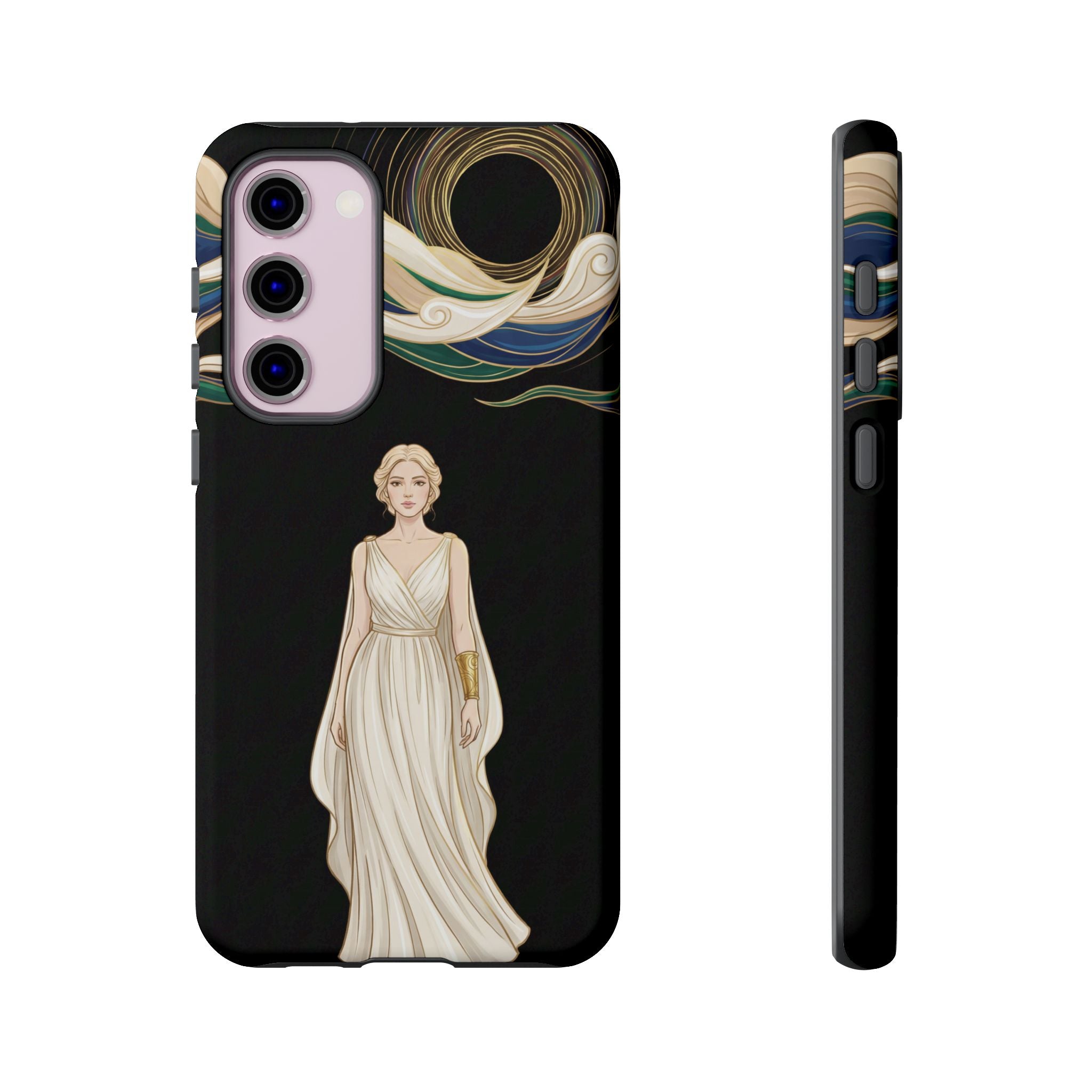 Art Nouveau Goddess Samsung Galaxy Phone Case | Elegant Woman Illustration on Black