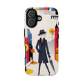 Retro Gentleman in Cityscape Illustration iPhone Case