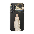 Art Nouveau Goddess Samsung Galaxy Phone Case | Elegant Woman Illustration on Black