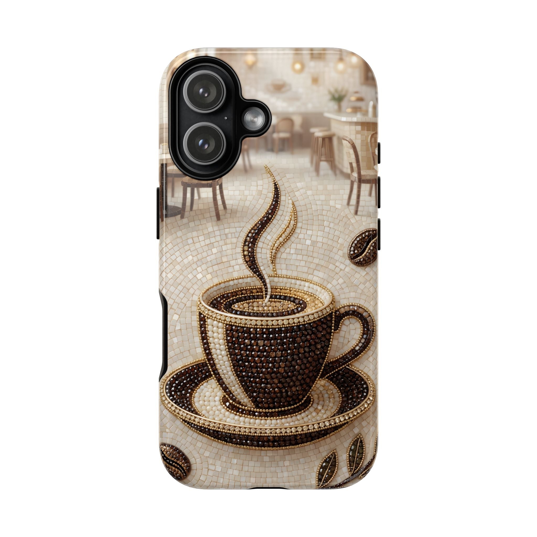 Coffee Mosaic iPhone Case - Steaming Cup Cafe Design