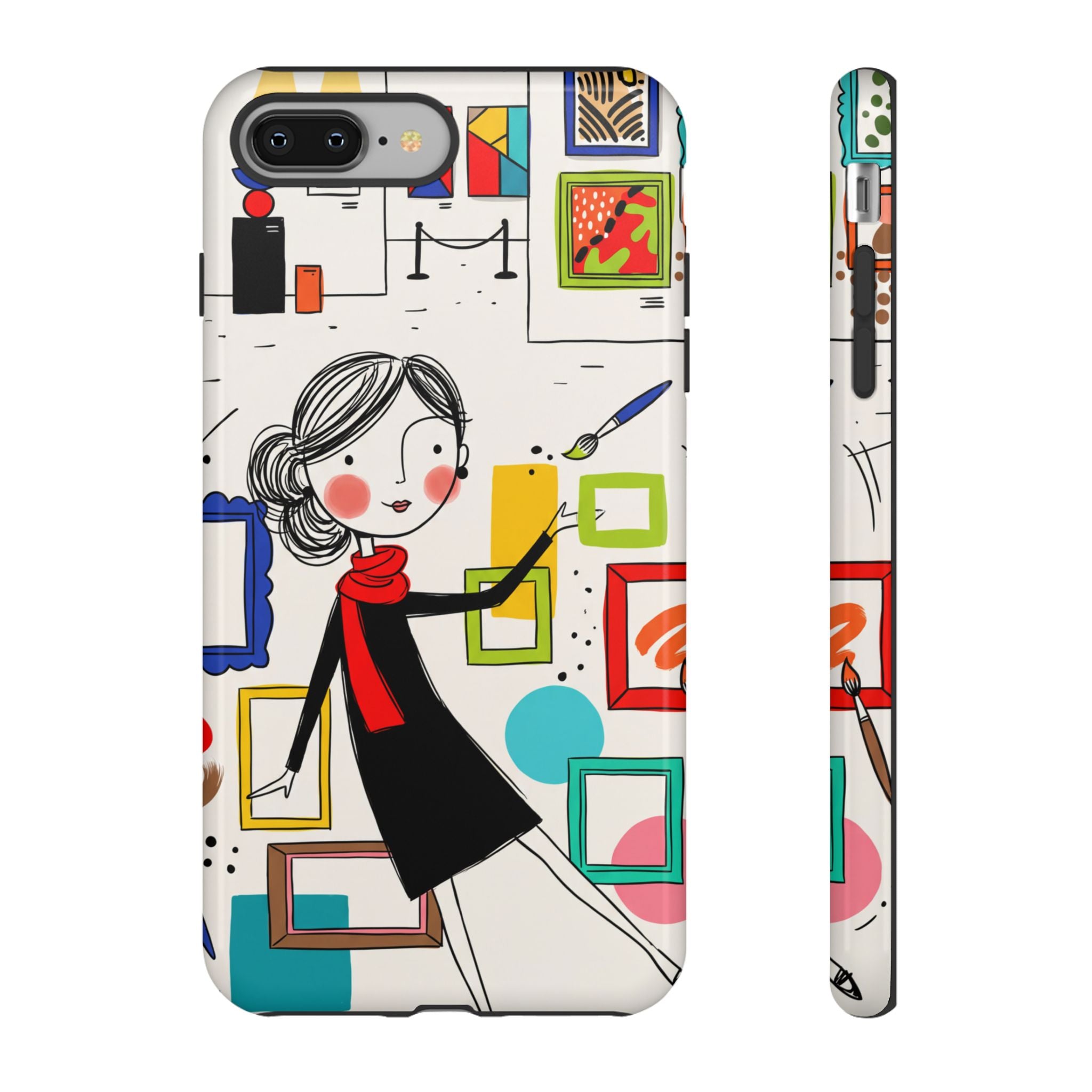 Art Gallery Illustration iPhone Case | Cute Woman with Frames Design