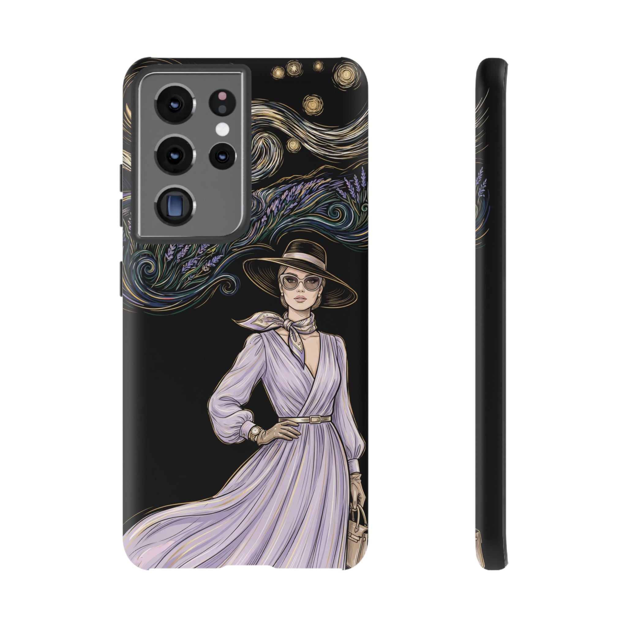 Starry Night Lavender Woman Samsung Galaxy Phone Case | Artistic Protective Tough Case