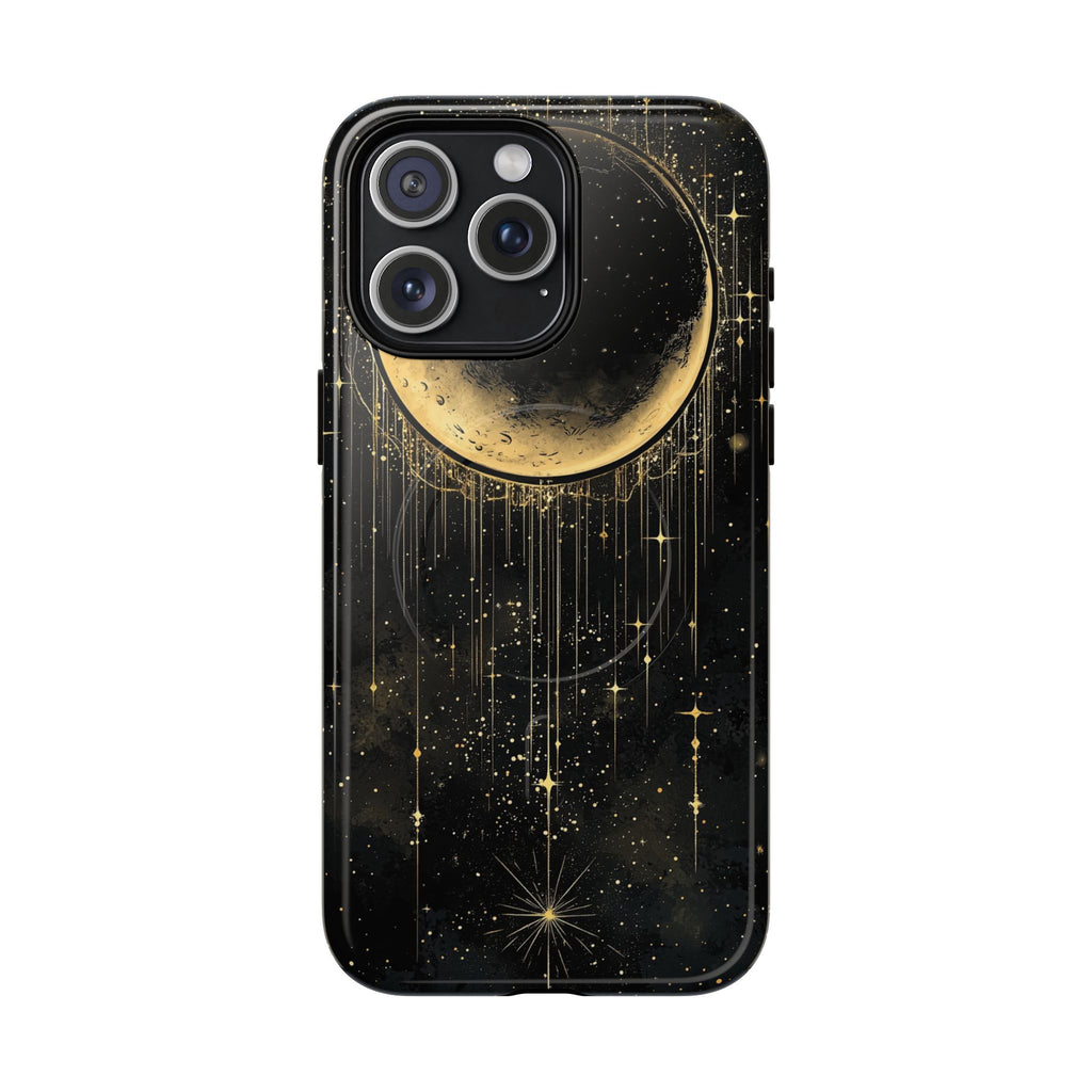 Custodia resistente MagSafe per iPhone Moonlit Crescent | Cielo notturno con stelle dorate