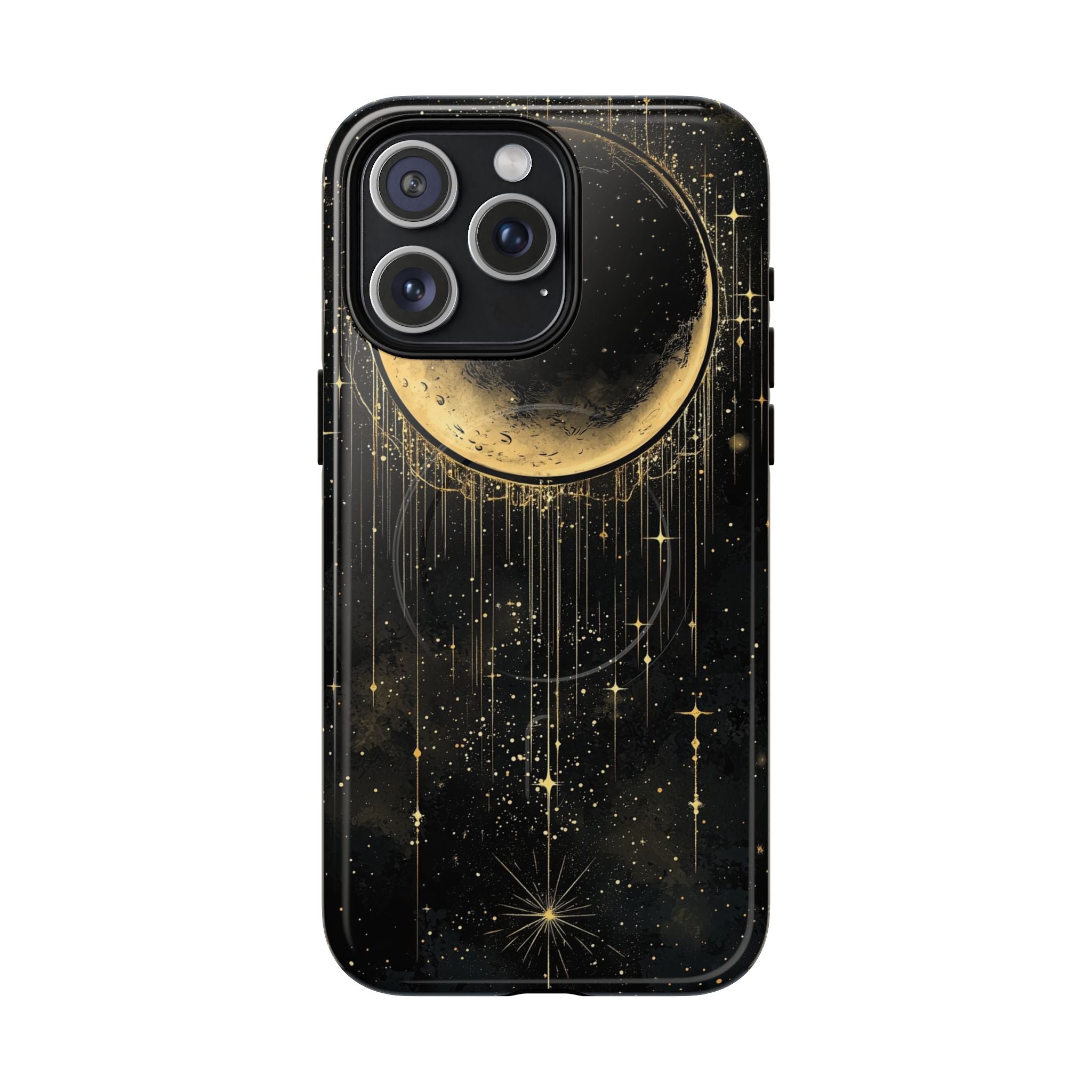 Custodia resistente MagSafe per iPhone Moonlit Crescent | Cielo notturno con stelle dorate