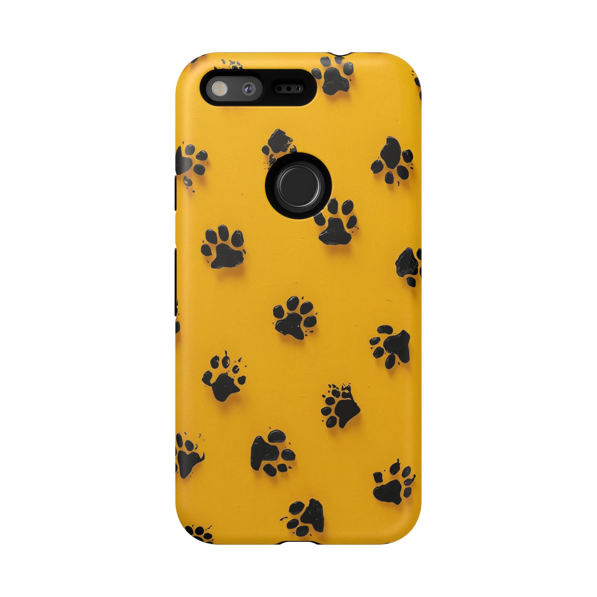 Yellow Paw Print Tough Google Pixel Case — Protective Dog & Cat Lover Cover