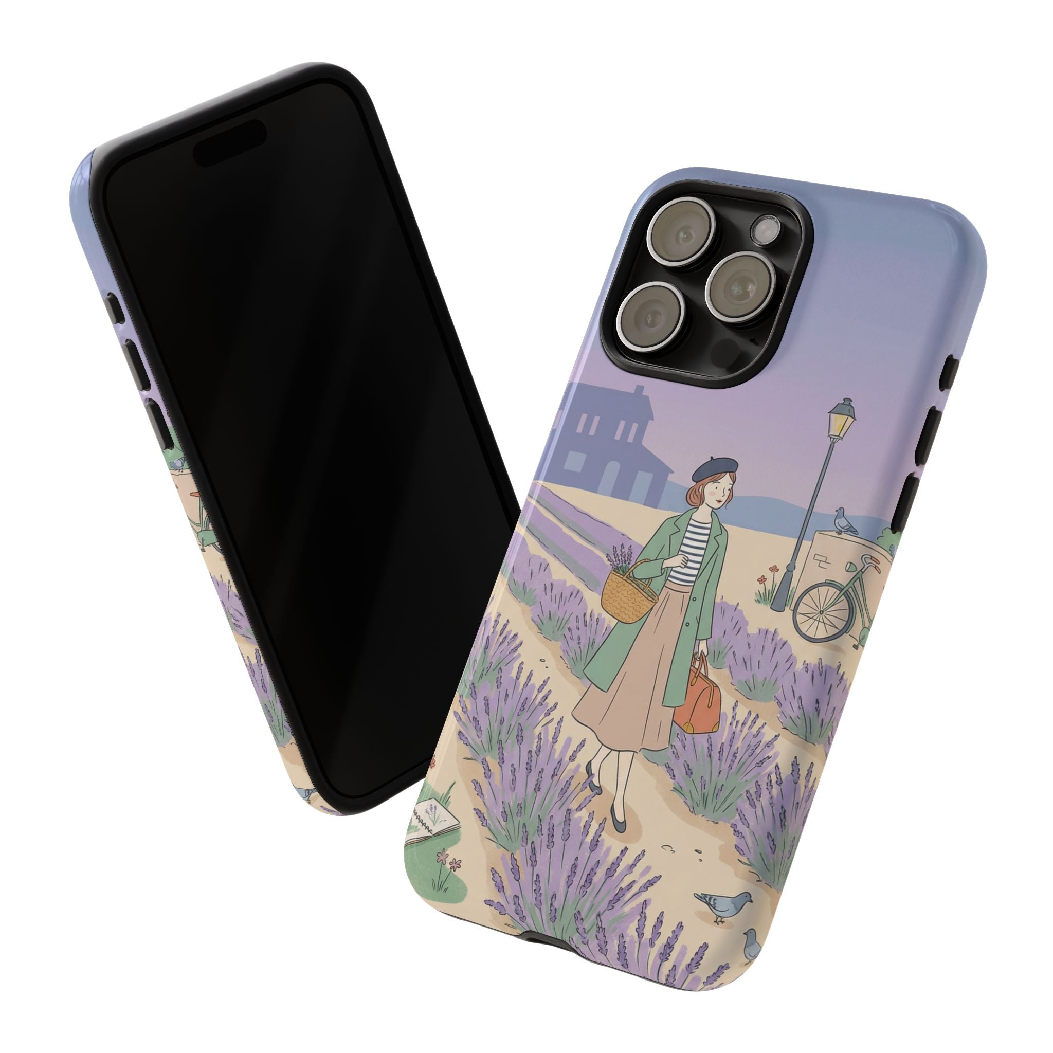 Lavender Field iPhone Case | Vintage Travel Illustration Protective Case