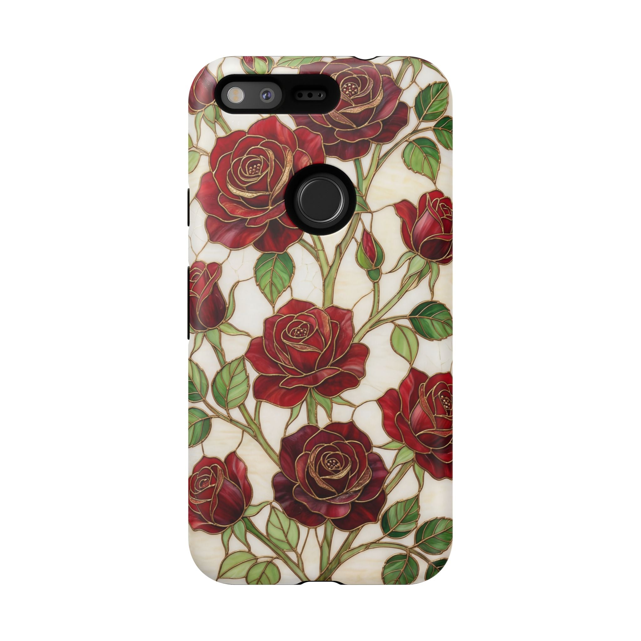 Red Rose Pattern Vintage Floral Tough Google Pixel Case