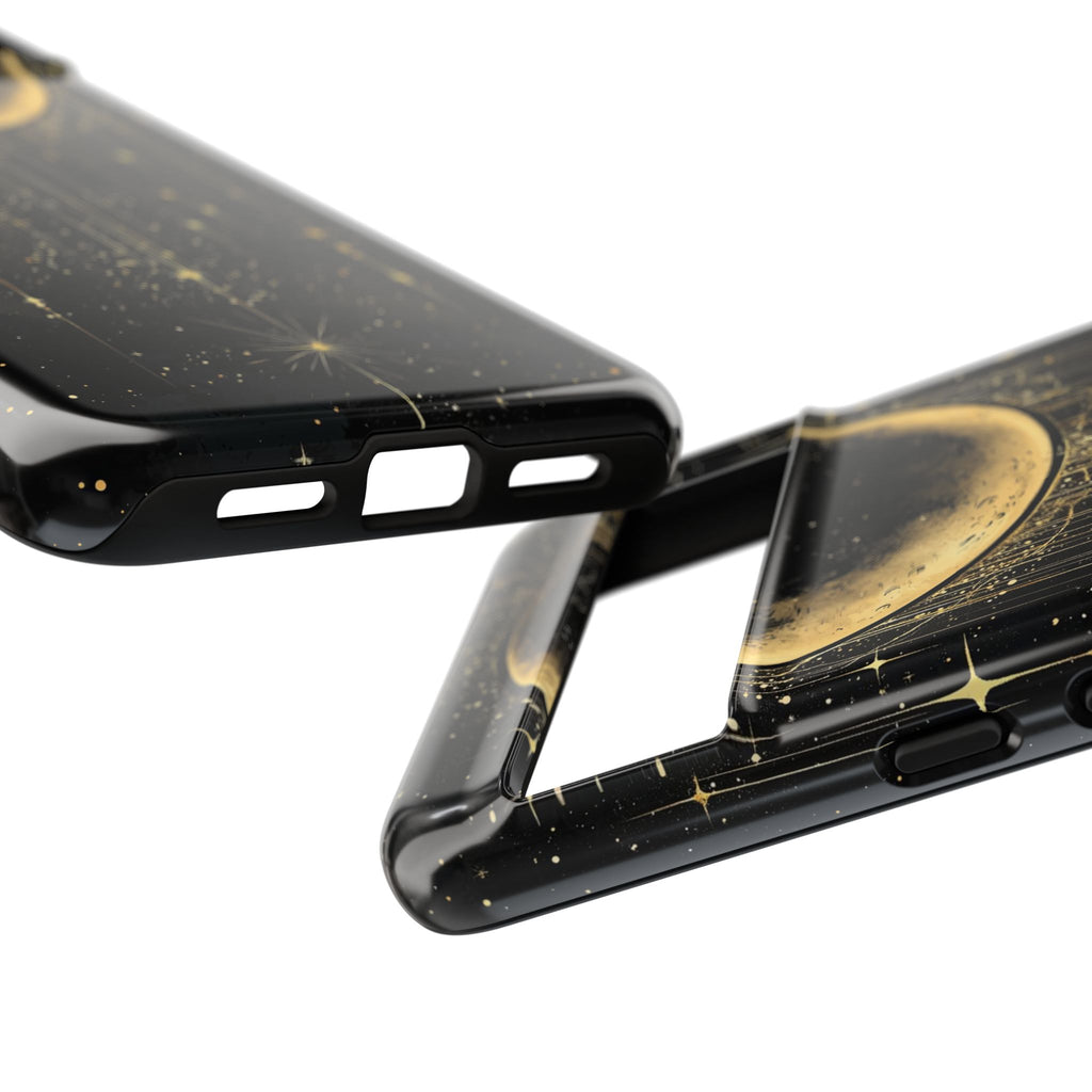 Moonlit Crescent Tough Google Pixel Case | Gold Stars Night Sky