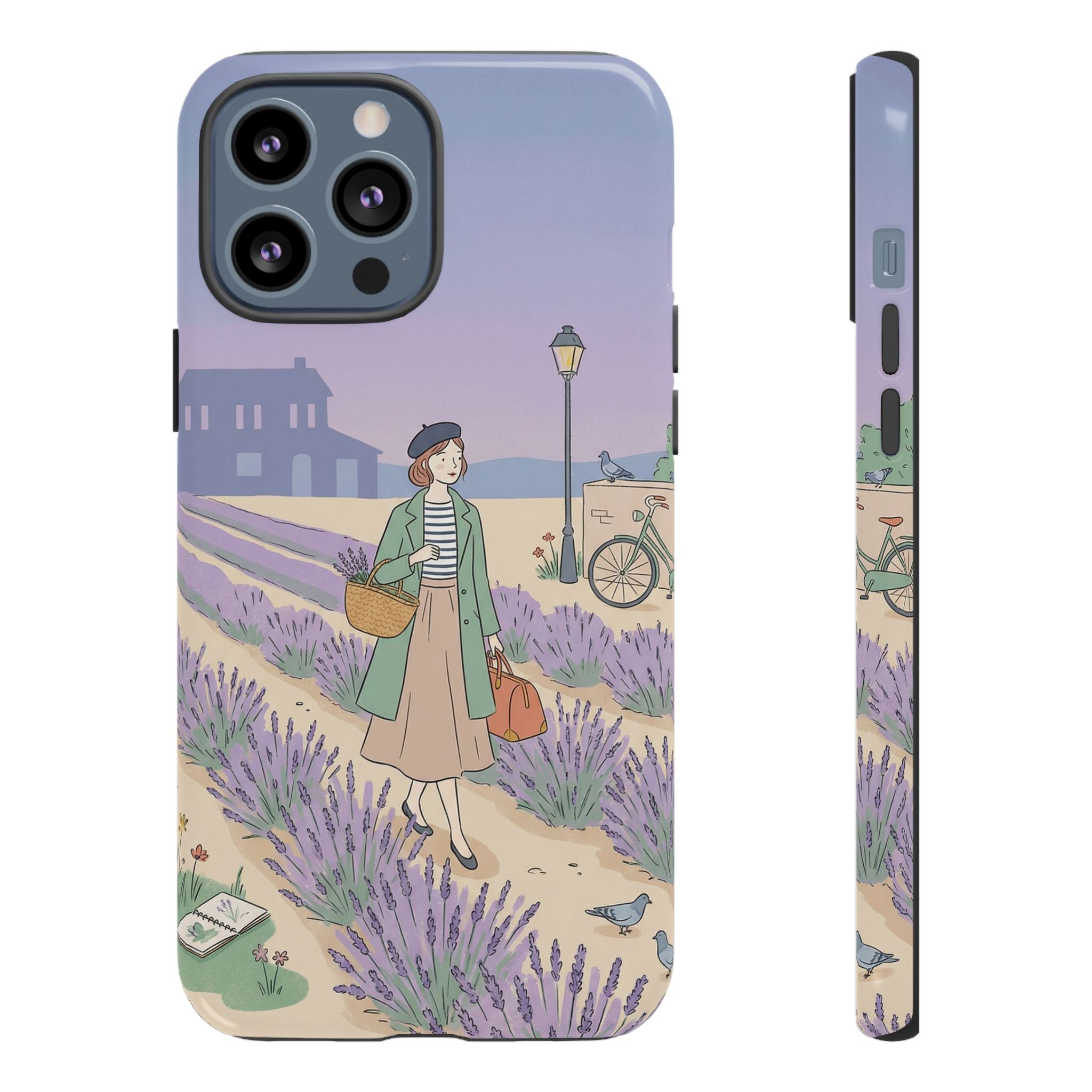 Lavender Field iPhone Case | Vintage Travel Illustration Protective Case