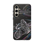 Neon Night Rider Samsung Galaxy Phone Case | Motorcycle Racing Protective Cover